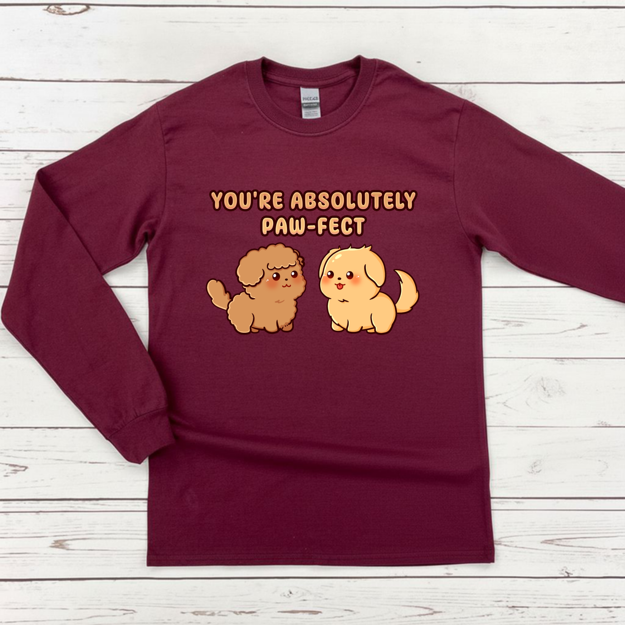 You're Absolutely Paw-Fect Dog Couple - Poodle & Golden Retriever Long Sleeve Shirt