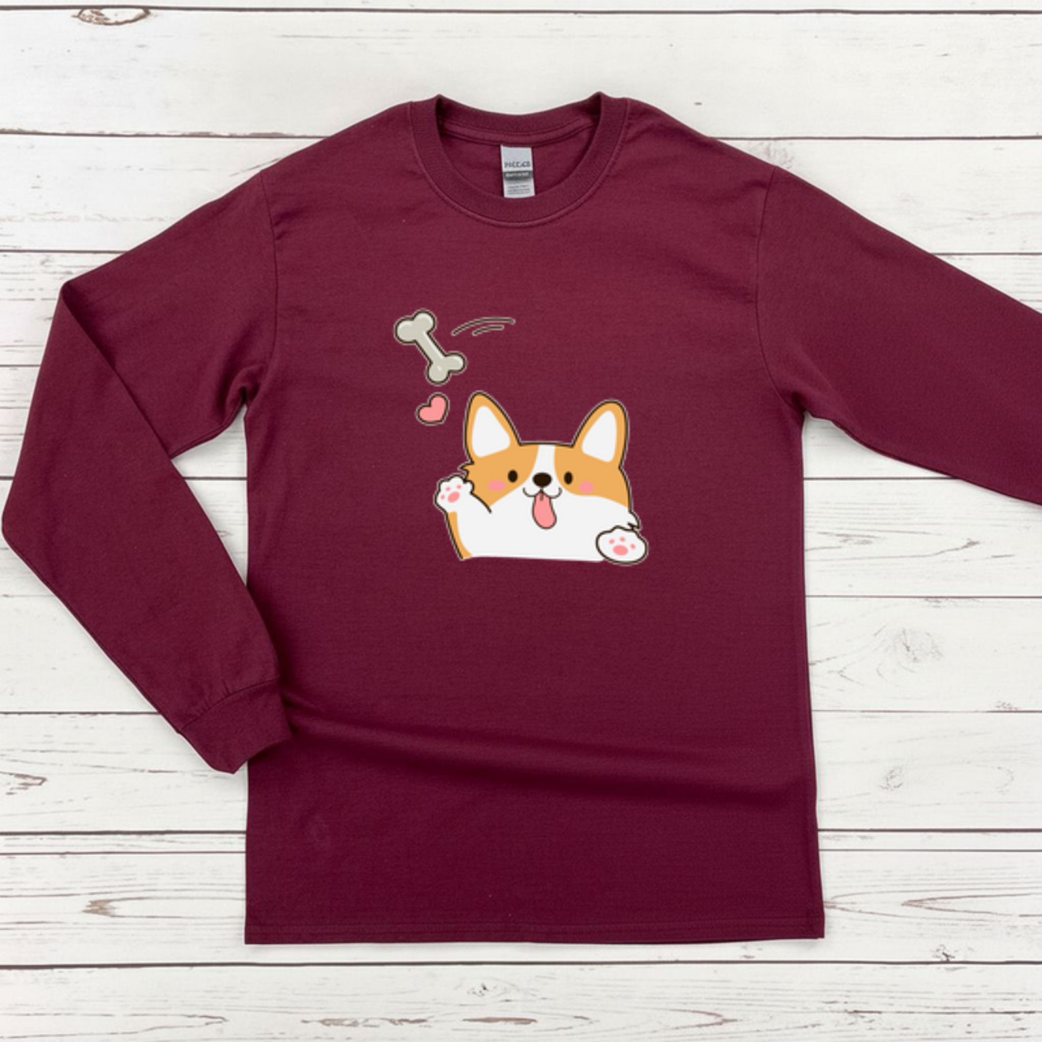 Dog Fetching Bone Long Sleeve Shirt