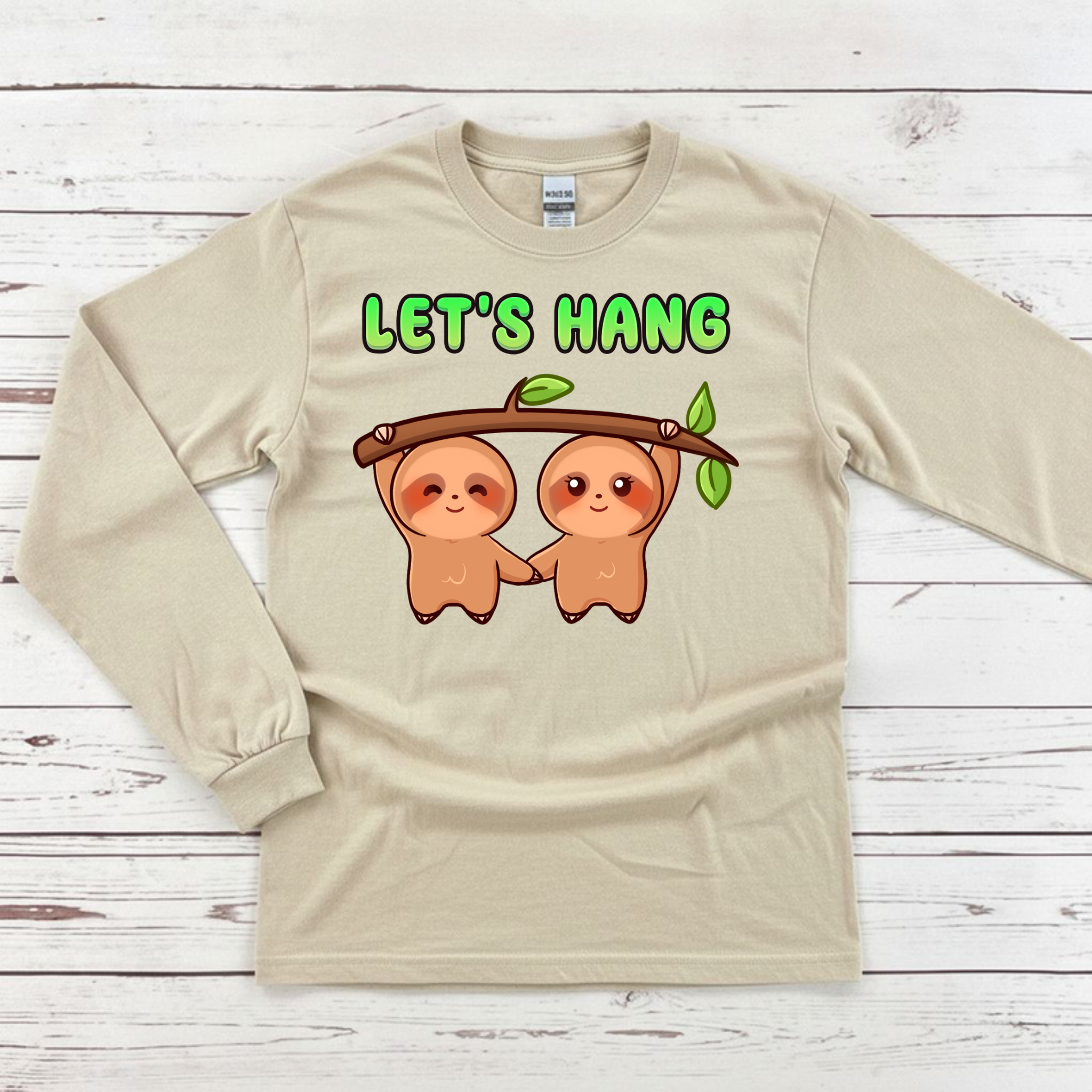 Let's Hang Sloth Couple Long Sleeve Shirt