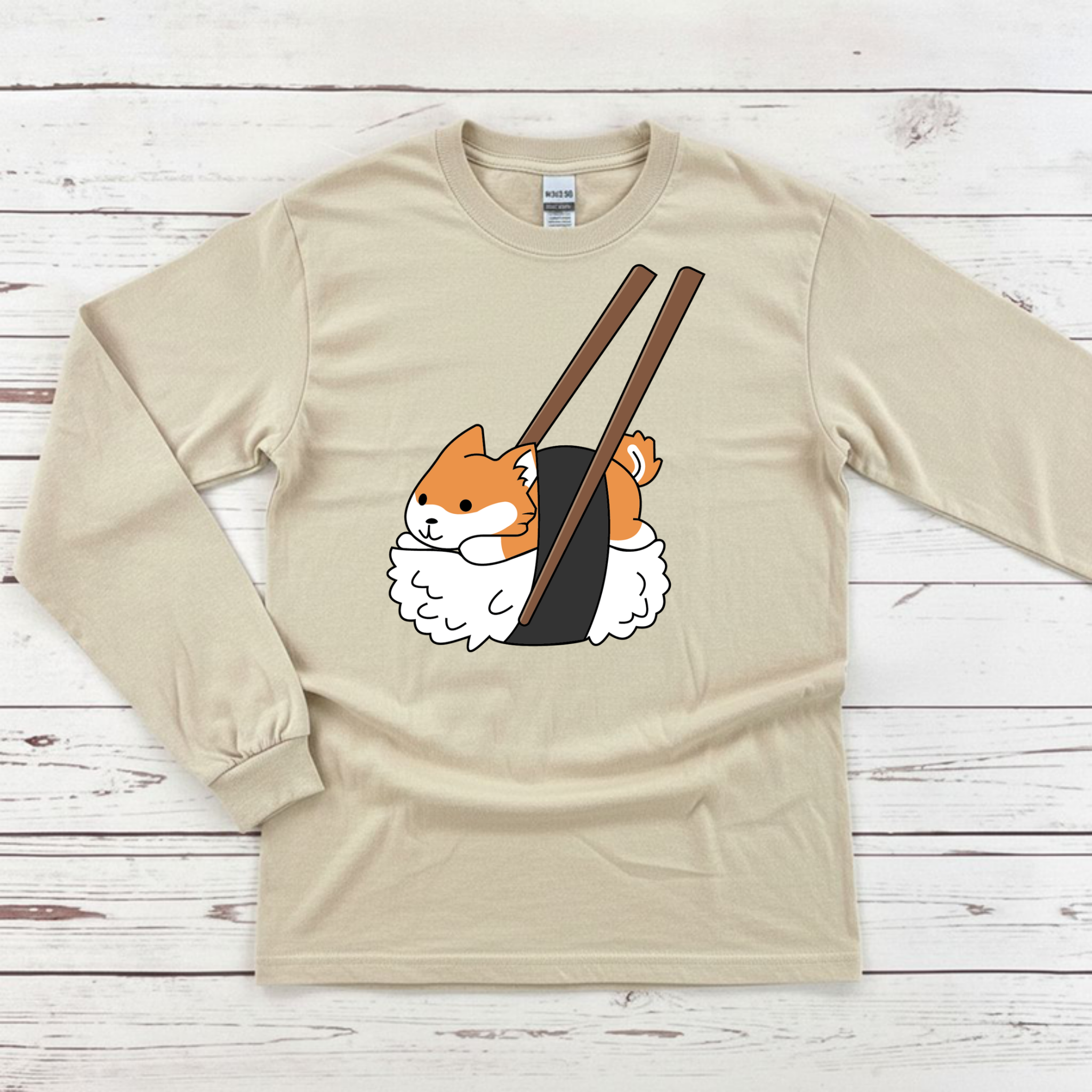 Shiba Inu Sushi with Chopsticks Long Sleeve Shirt