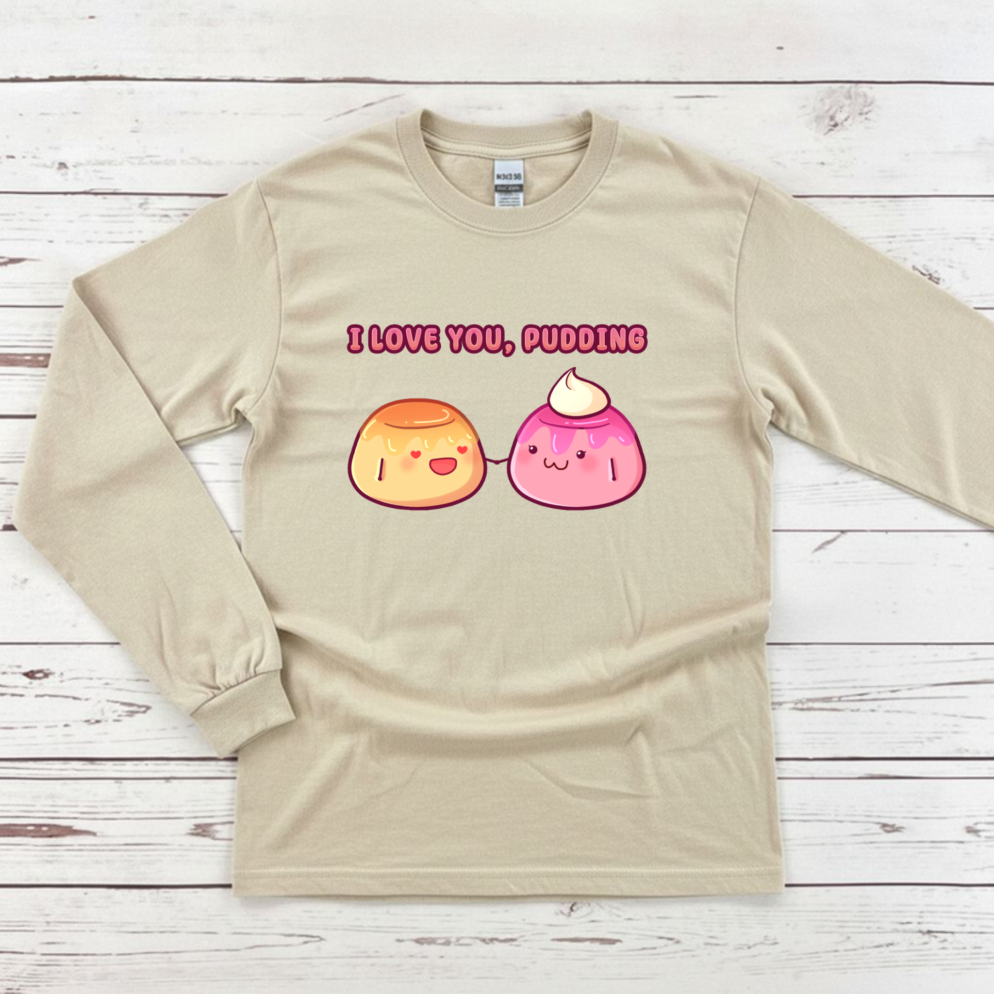 I Love You, Pudding Flan and Pudding Couple Long Sleeve Shirt