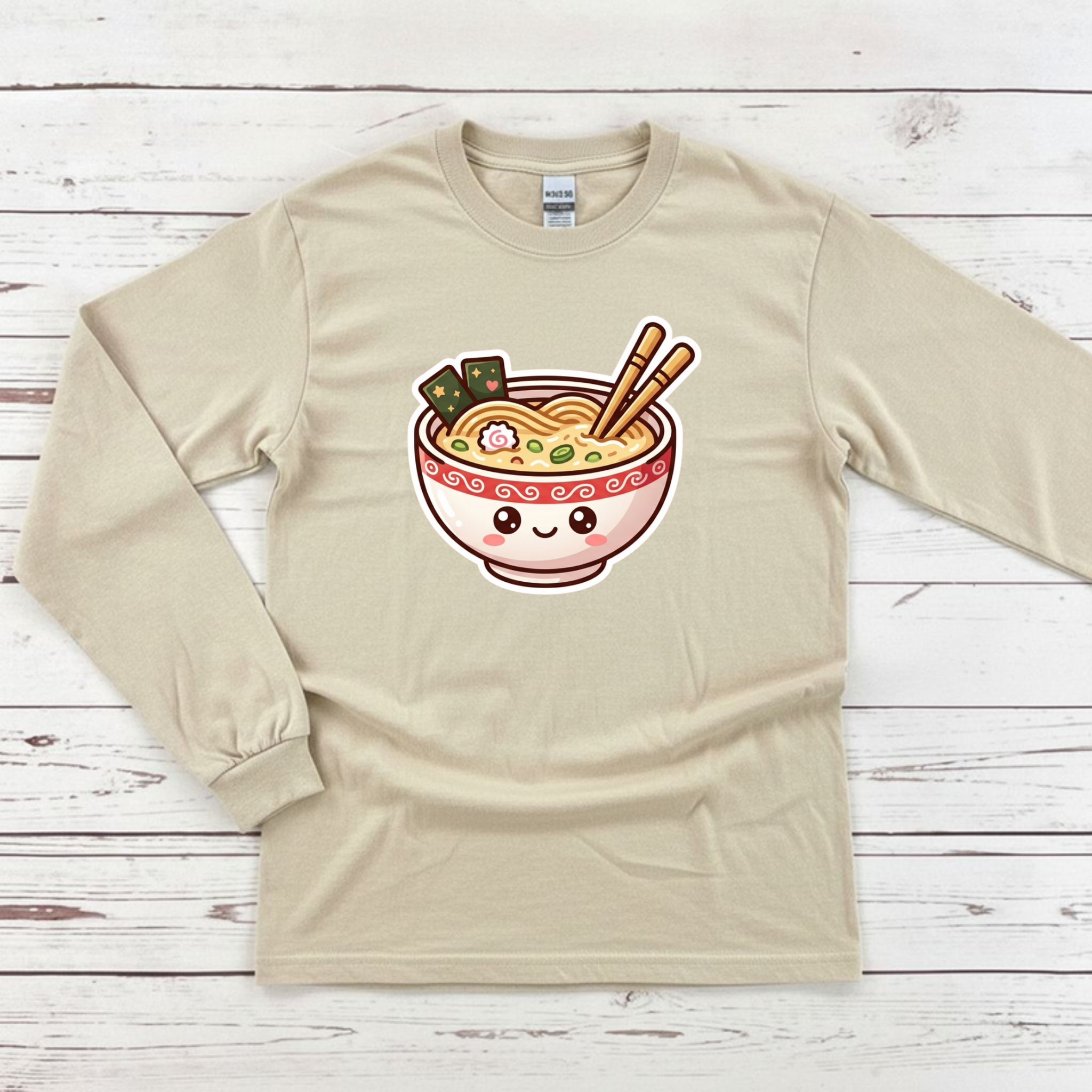 Happy Ramen Bowl Mascot Long Sleeve Shirt