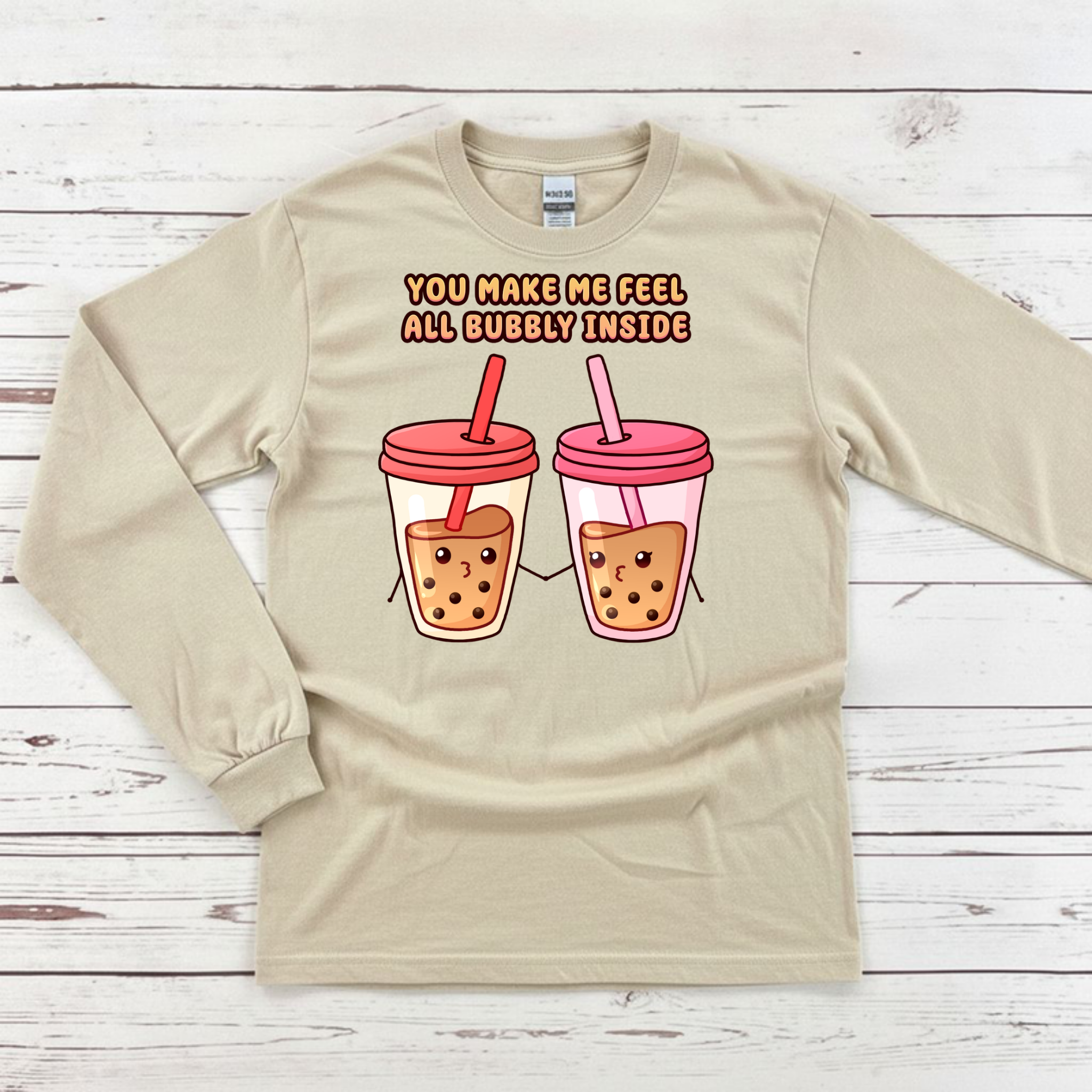 You Make Me Feel All Bubbly Inside Boba Tea Couple Long Sleeve Shirt
