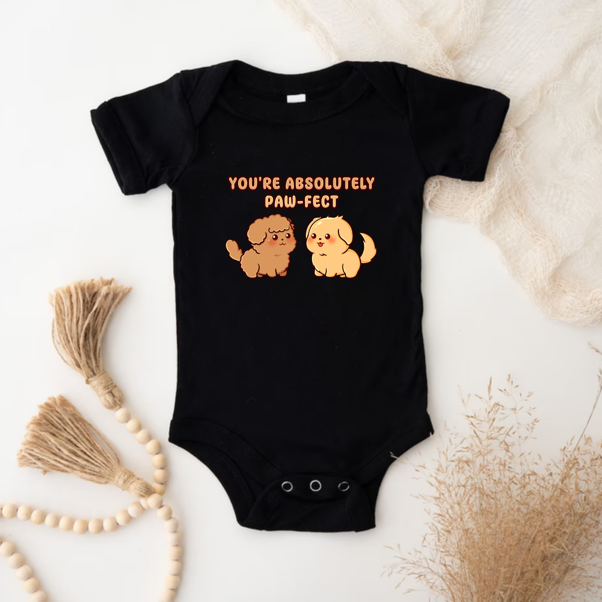 You're Absolutely Paw-Fect Dog Couple - Poodle & Golden Retriever Onesie
