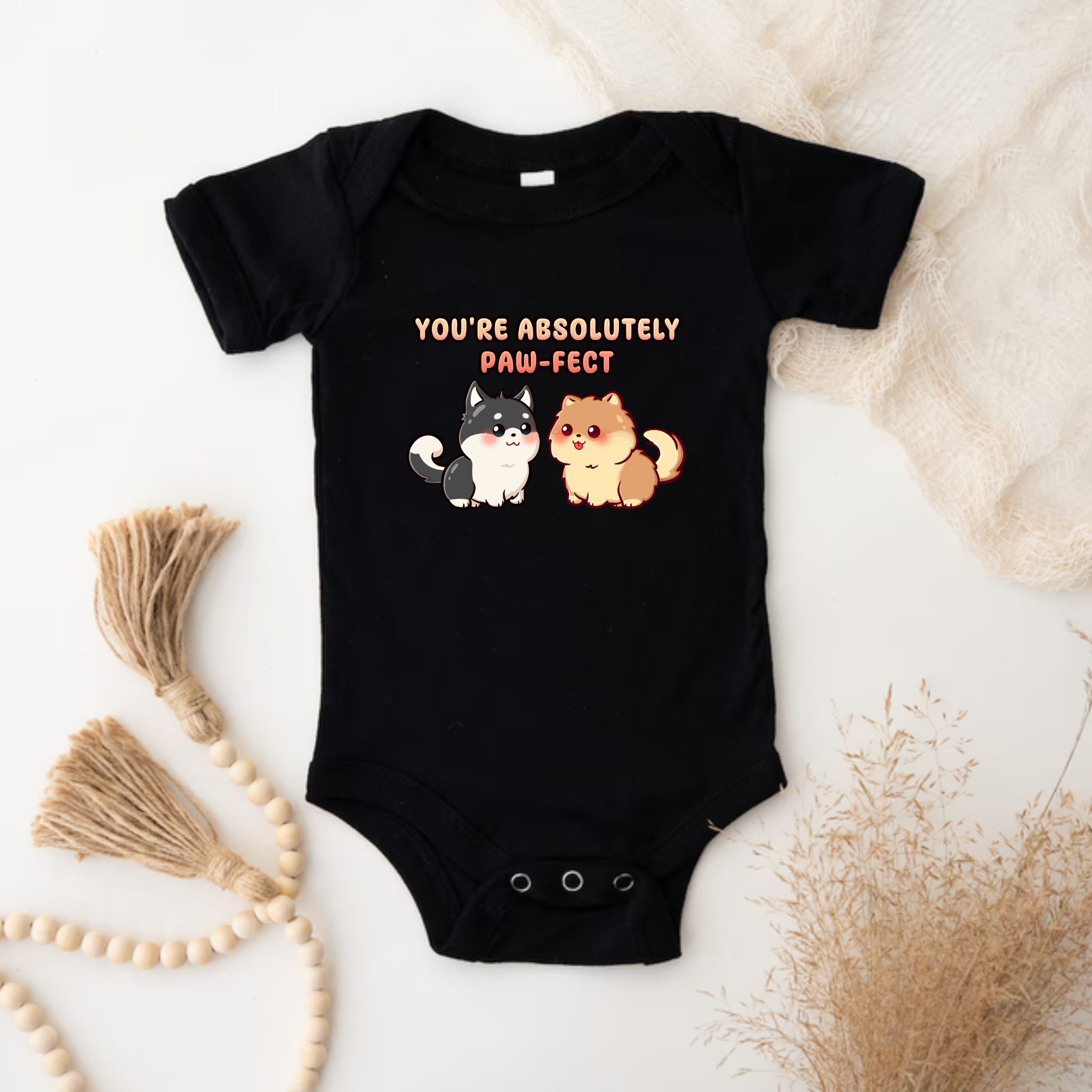You're Absolutely Paw-fect Dog Couple - Husky & Pomeranian Onesie