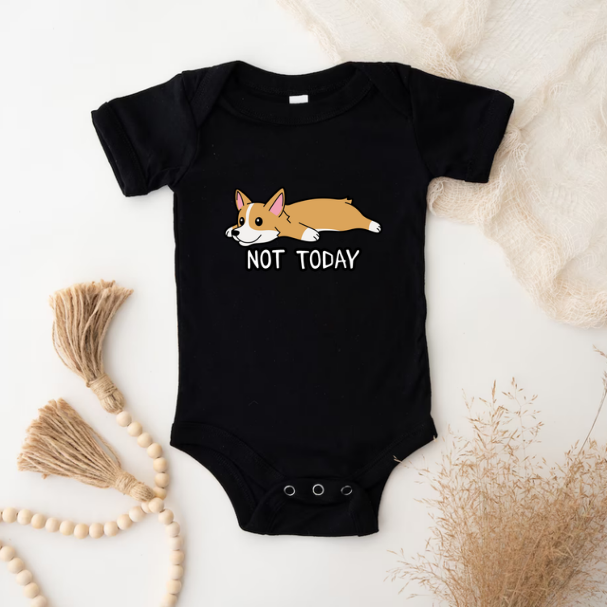 Not Today Resting Corgi Onesie