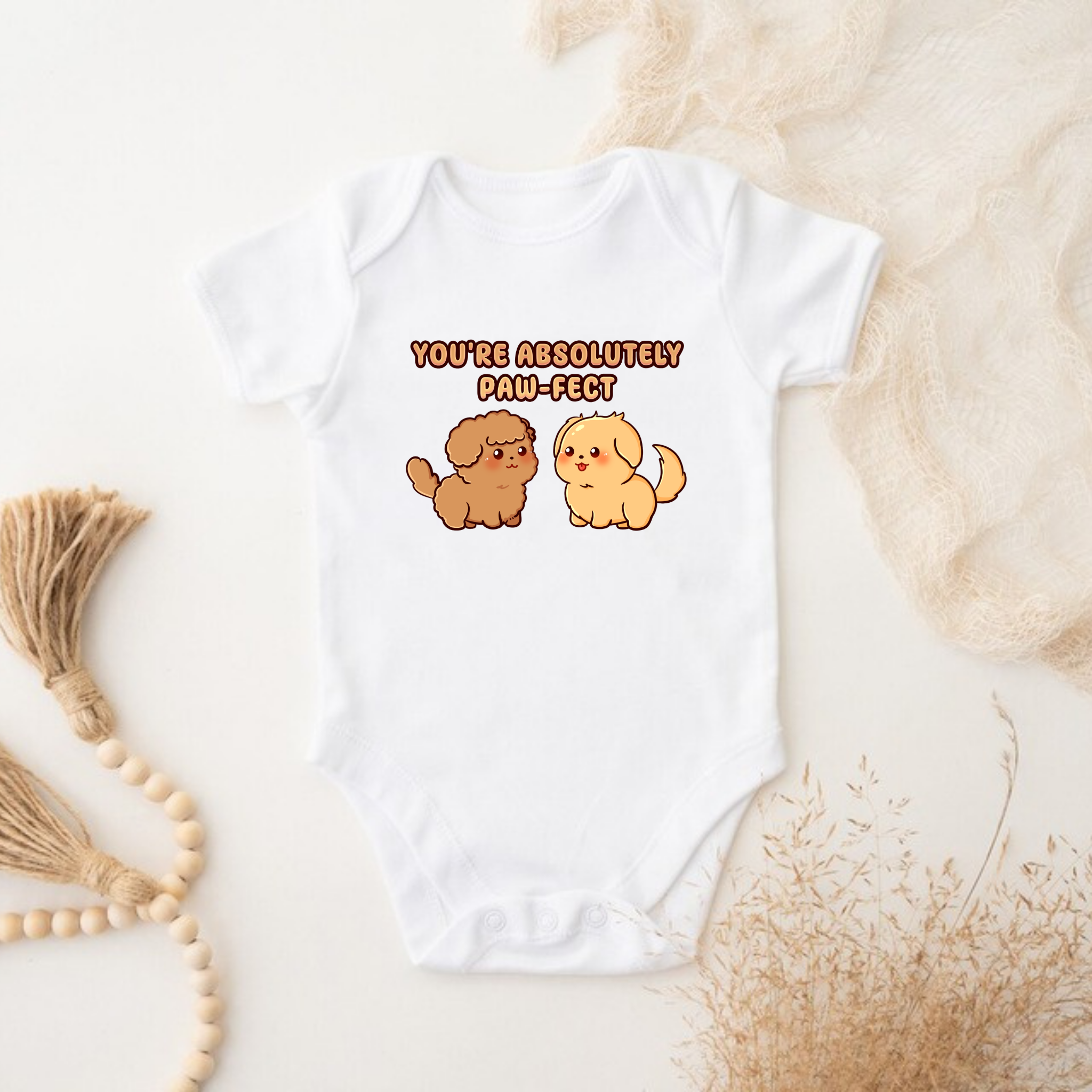You're Absolutely Paw-Fect Dog Couple - Poodle & Golden Retriever Onesie