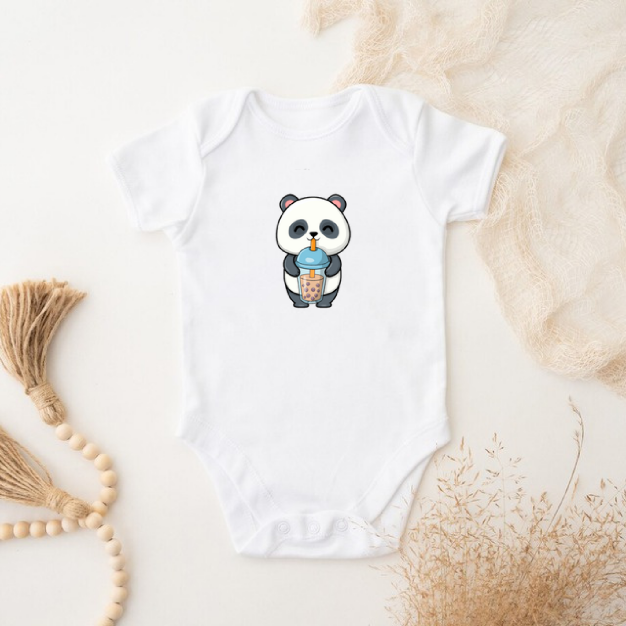 Panda Drinking Boba Onesie