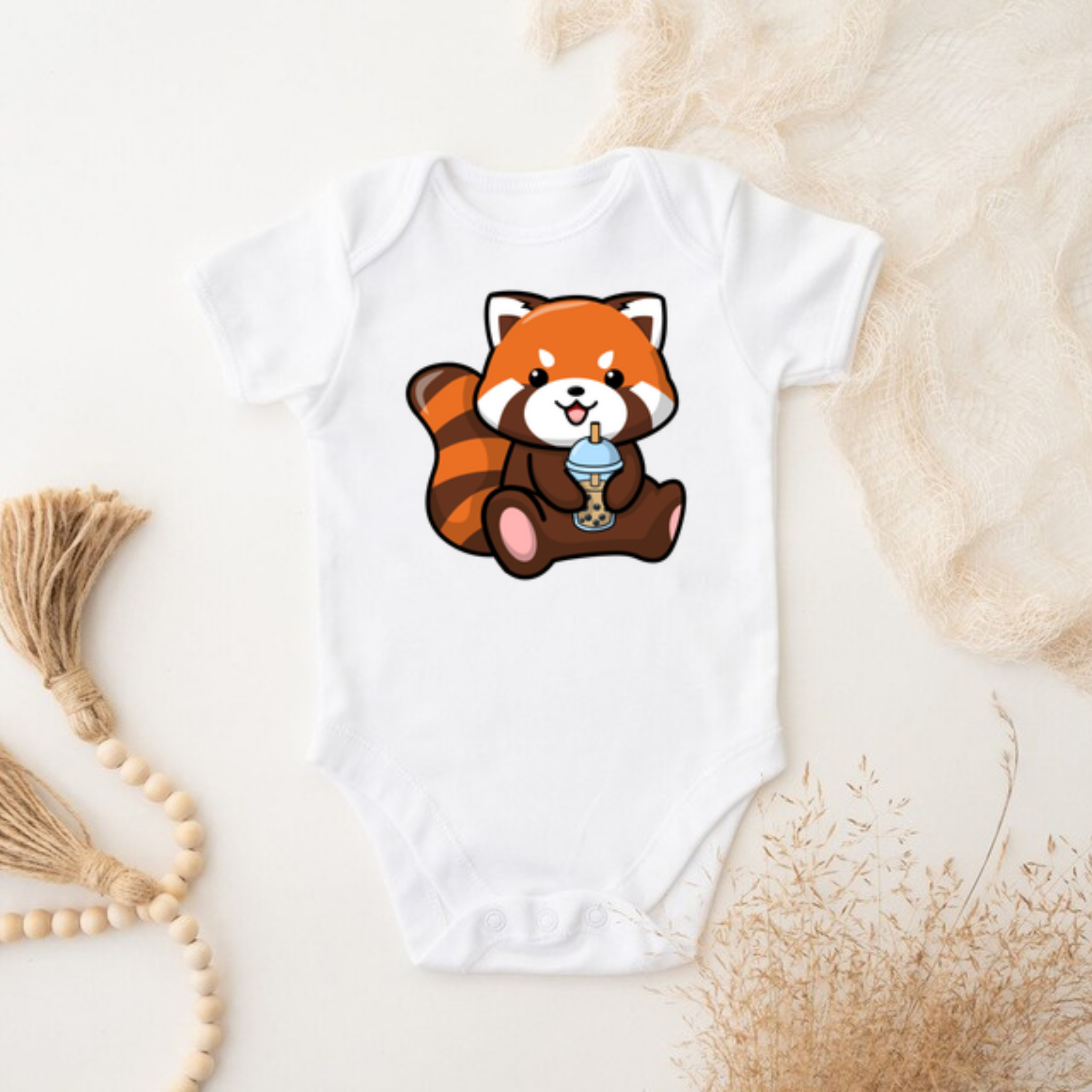 Red Panda Drinking Boba Tea Onesie