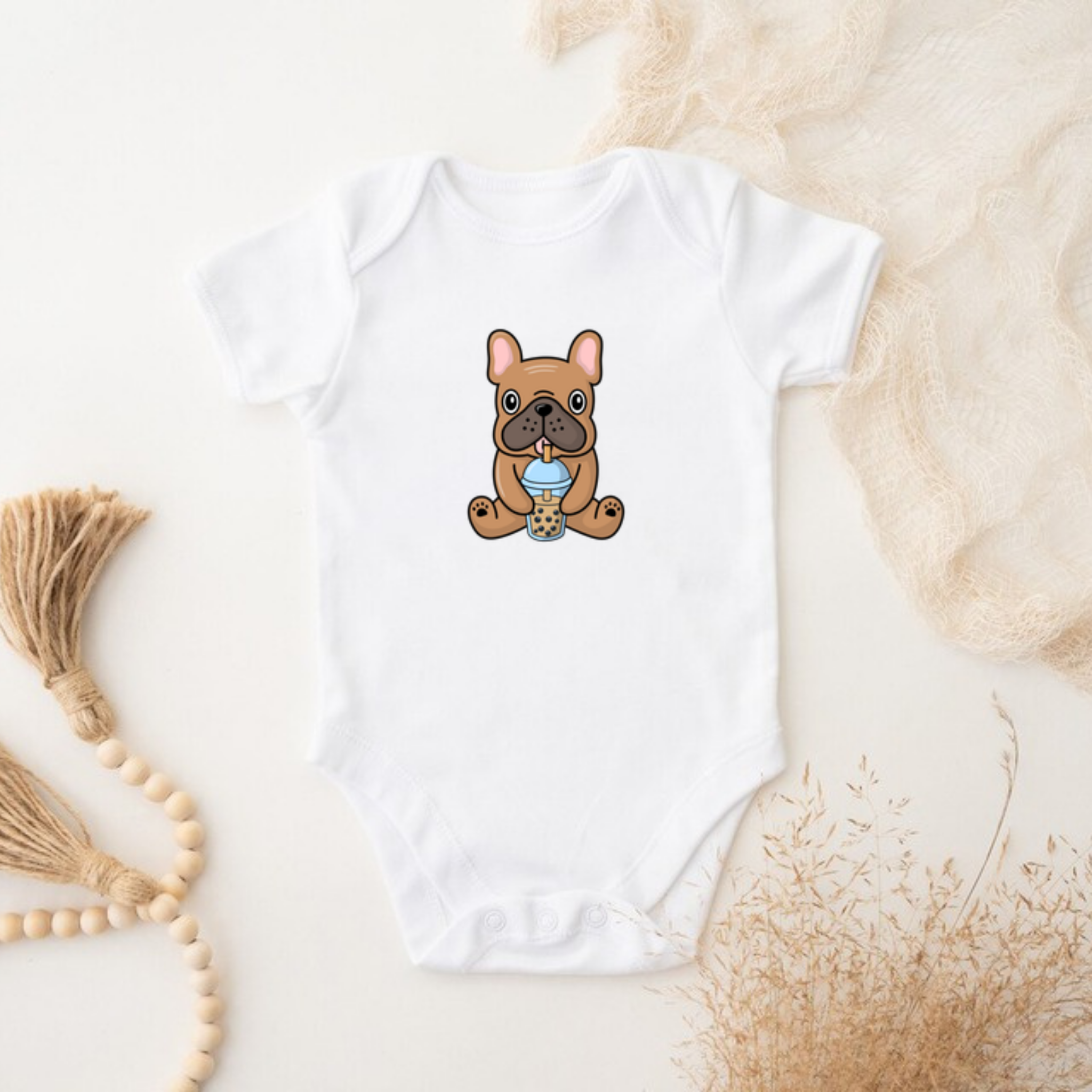 French Bulldog Drinking Boba Onesie
