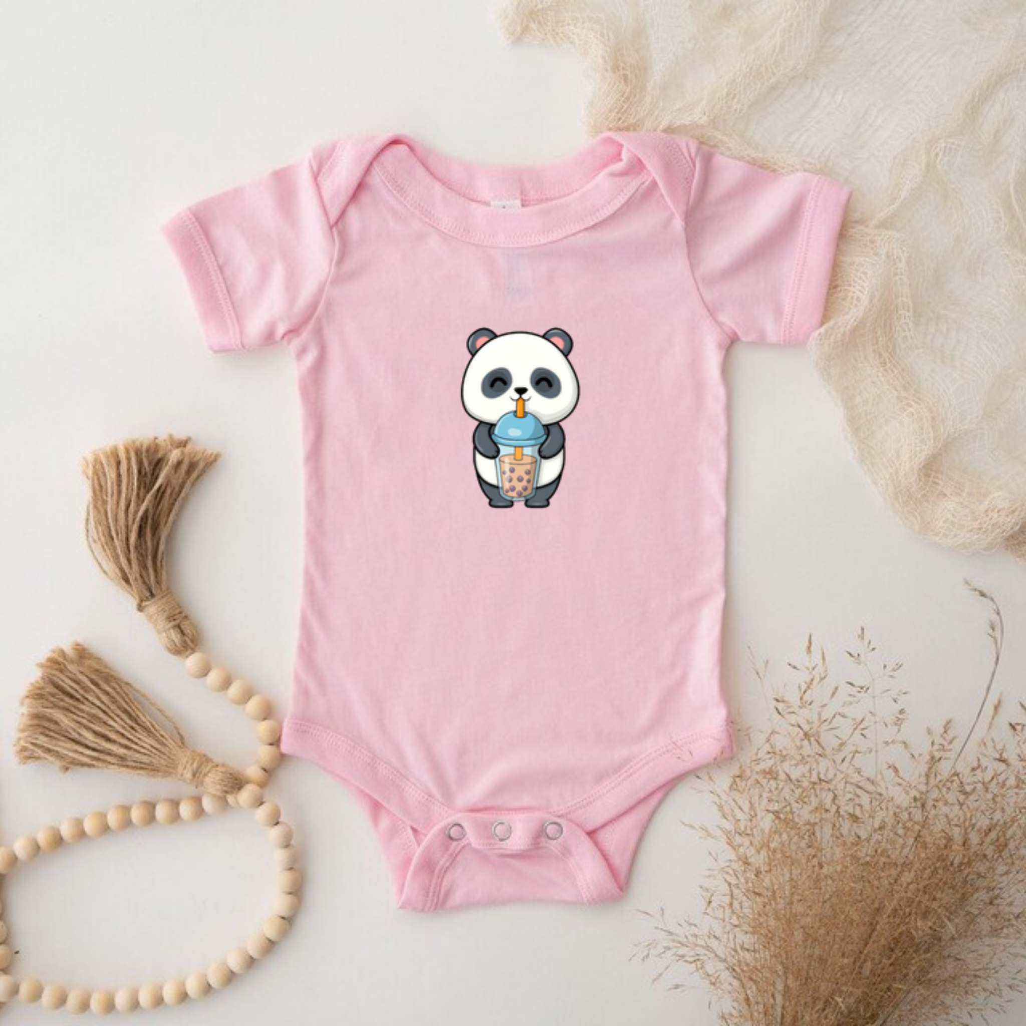 Panda Drinking Boba Onesie
