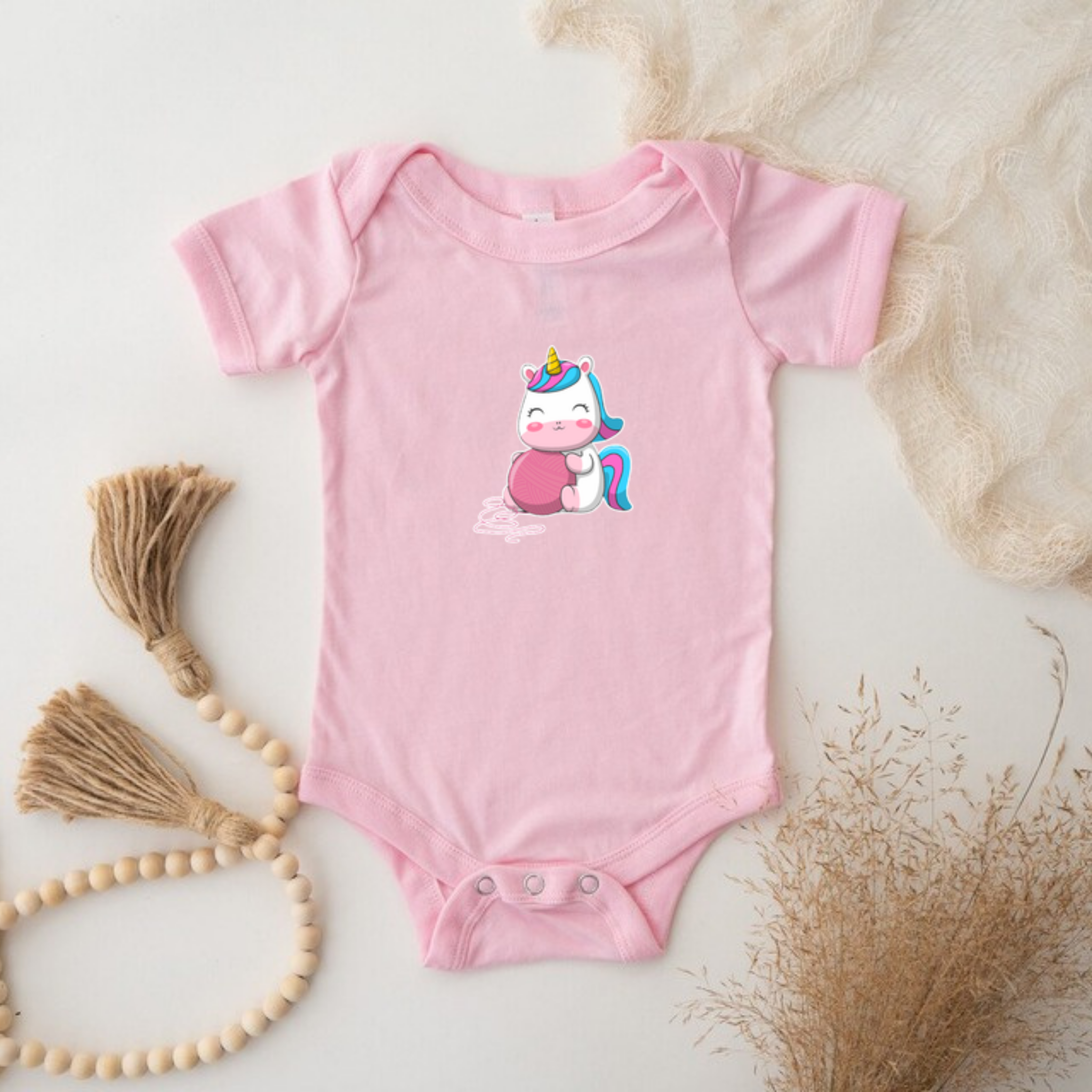 Rainbow Baby Unicorn with Yarn Onesie
