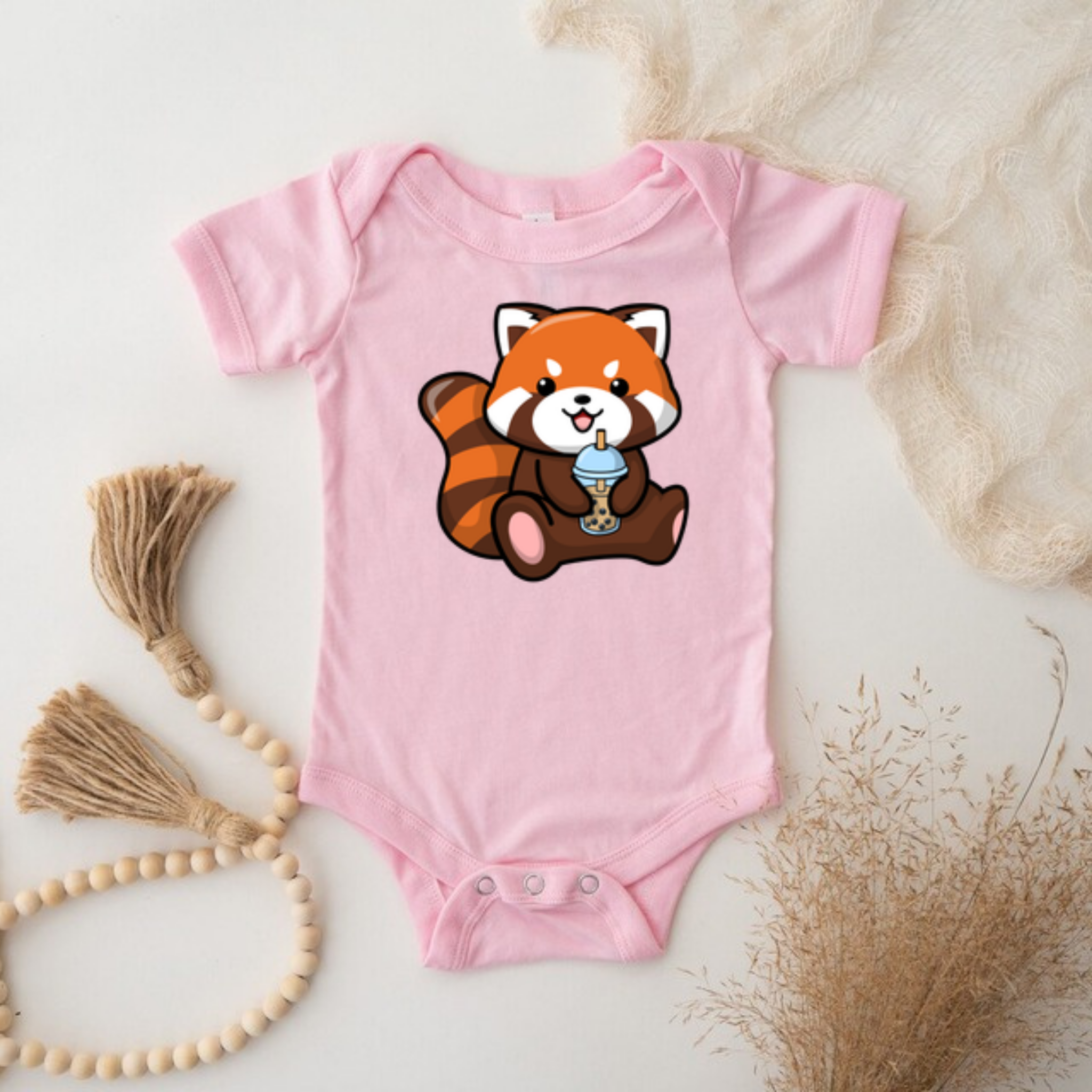 Red Panda Drinking Boba Tea Onesie