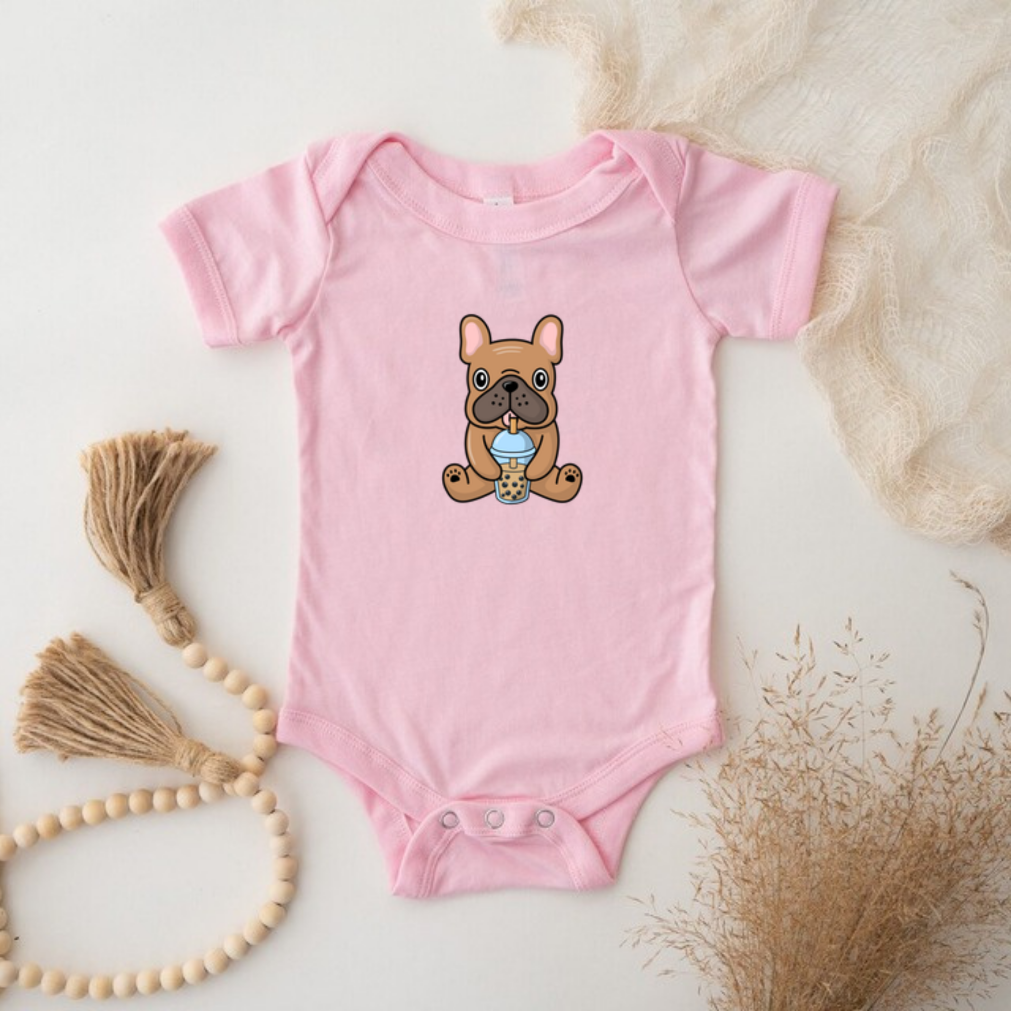 French Bulldog Drinking Boba Onesie