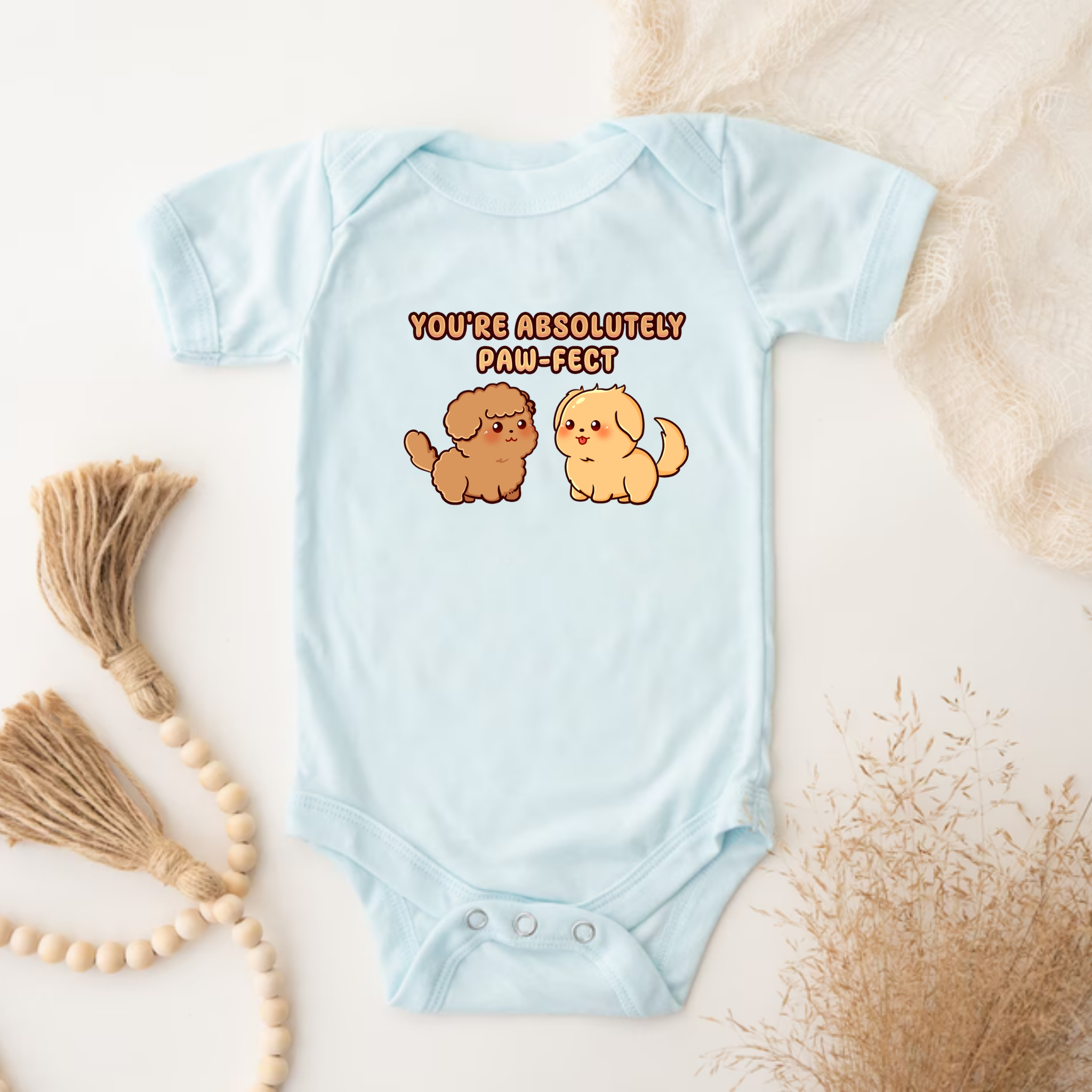 You're Absolutely Paw-Fect Dog Couple - Poodle & Golden Retriever Onesie