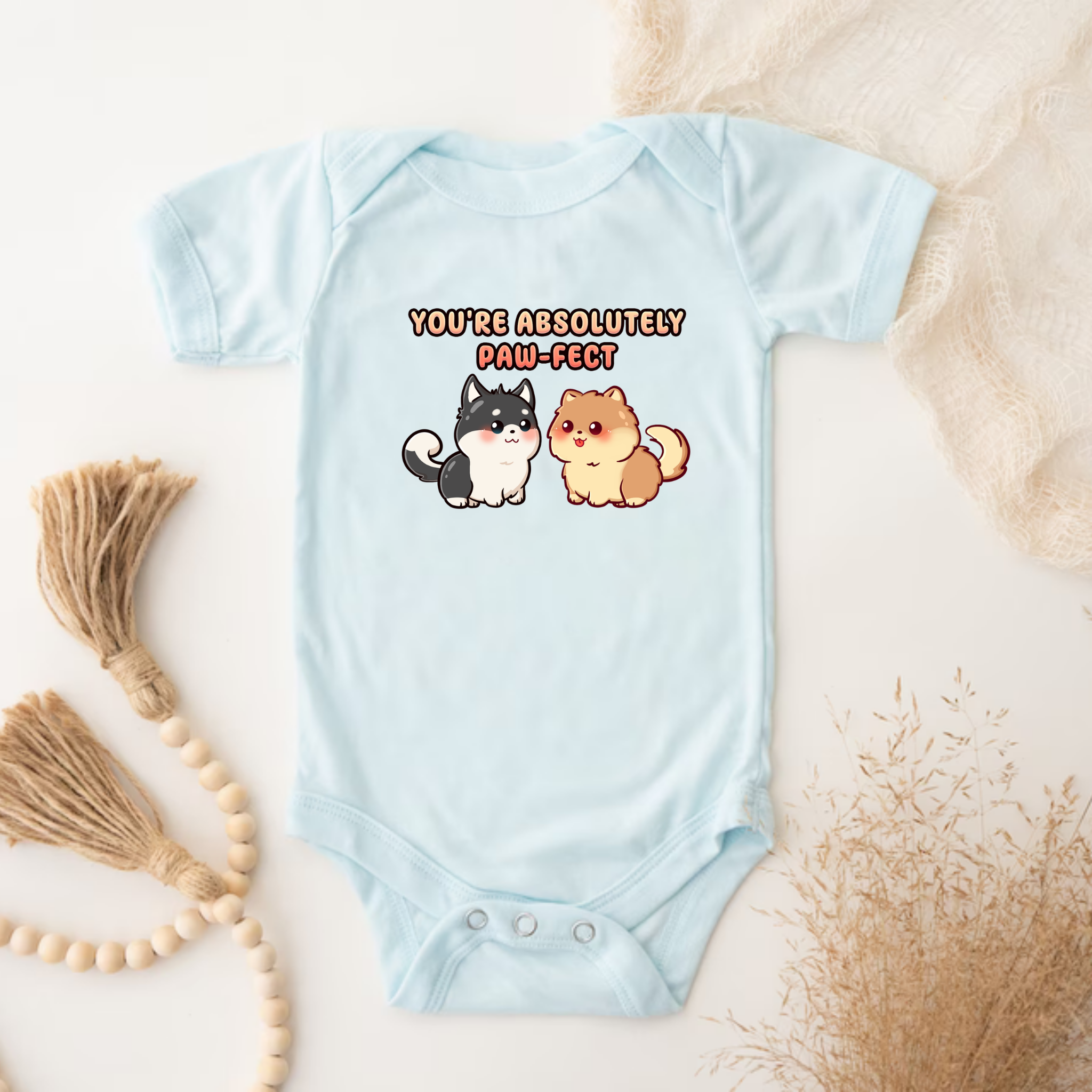 You're Absolutely Paw-fect Dog Couple - Husky & Pomeranian Onesie