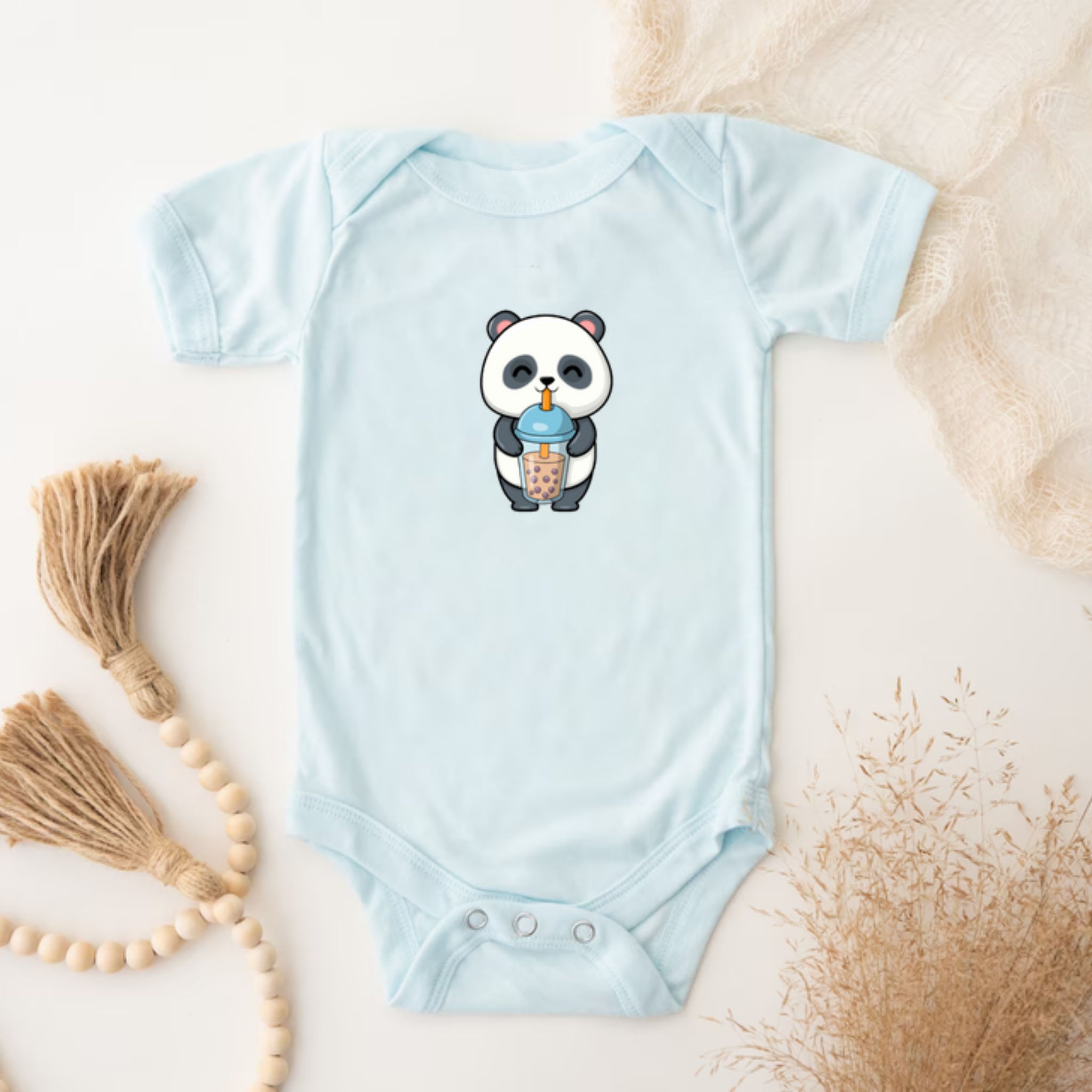 Panda Drinking Boba Onesie