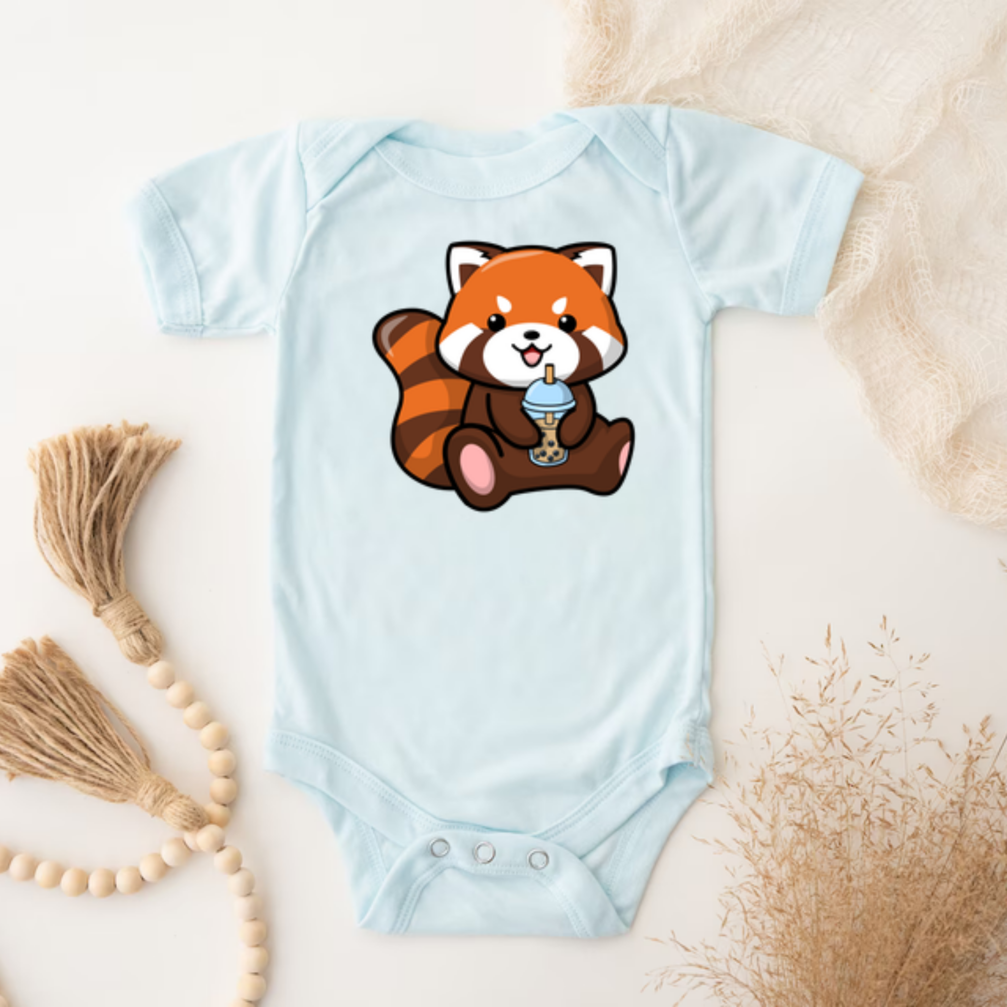 Red Panda Drinking Boba Tea Onesie