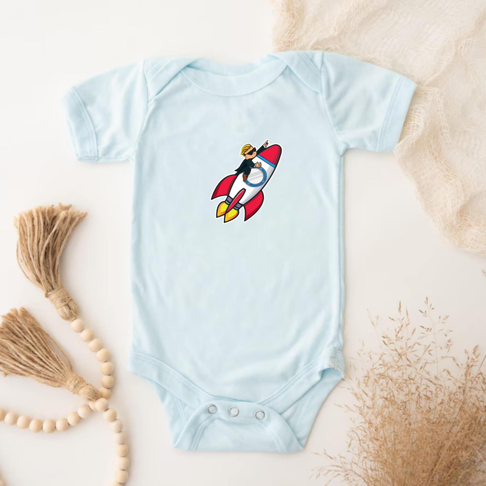 Wallstreet Bets To the Moon Rocket Boy.png Onesie