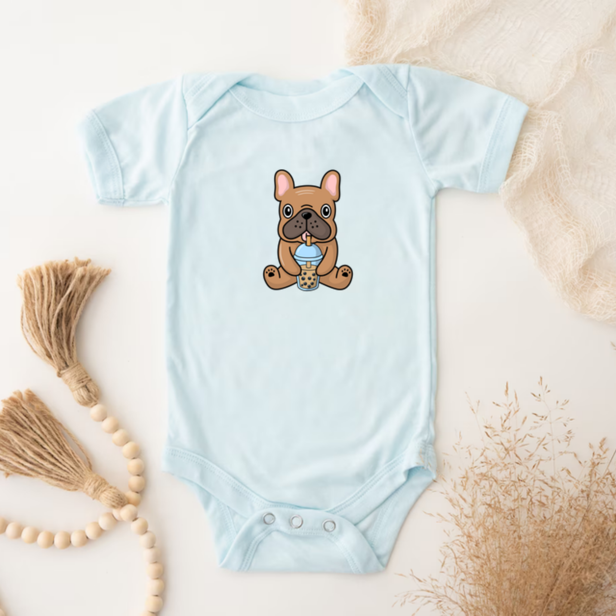 French Bulldog Drinking Boba Onesie