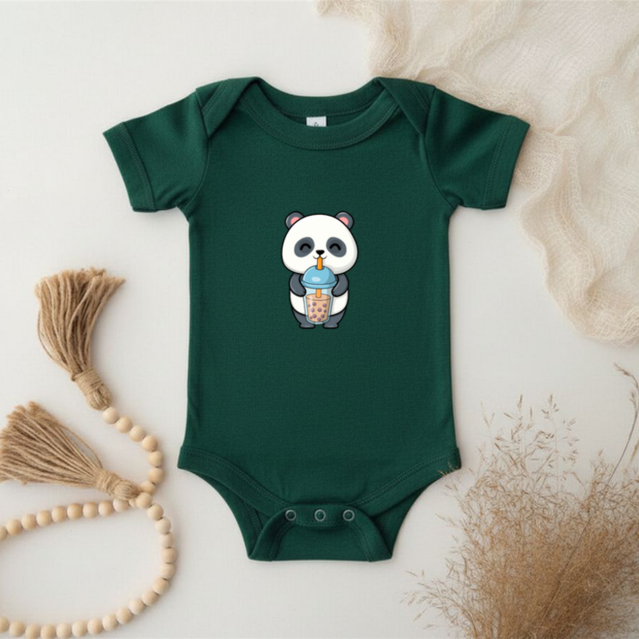 Panda Drinking Boba Onesie