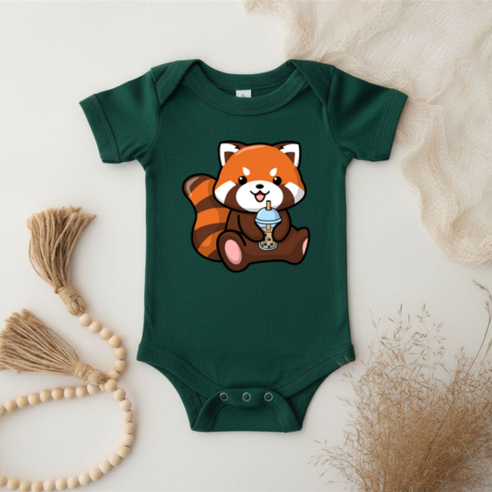 Red Panda Drinking Boba Tea Onesie
