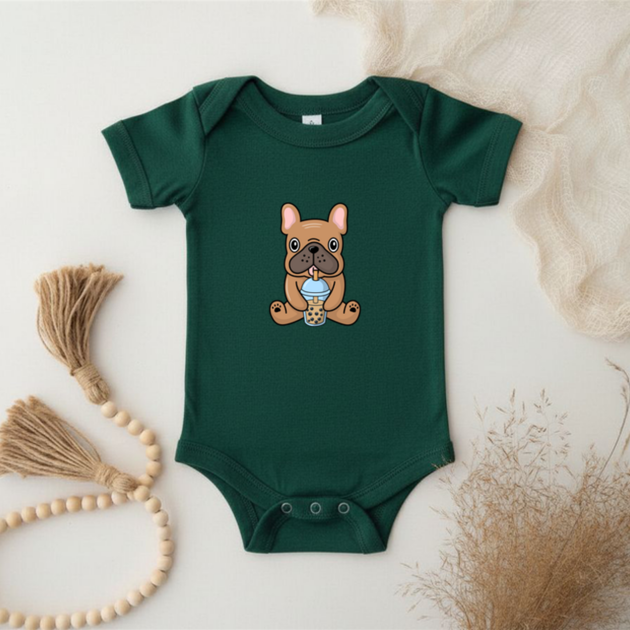French Bulldog Drinking Boba Onesie