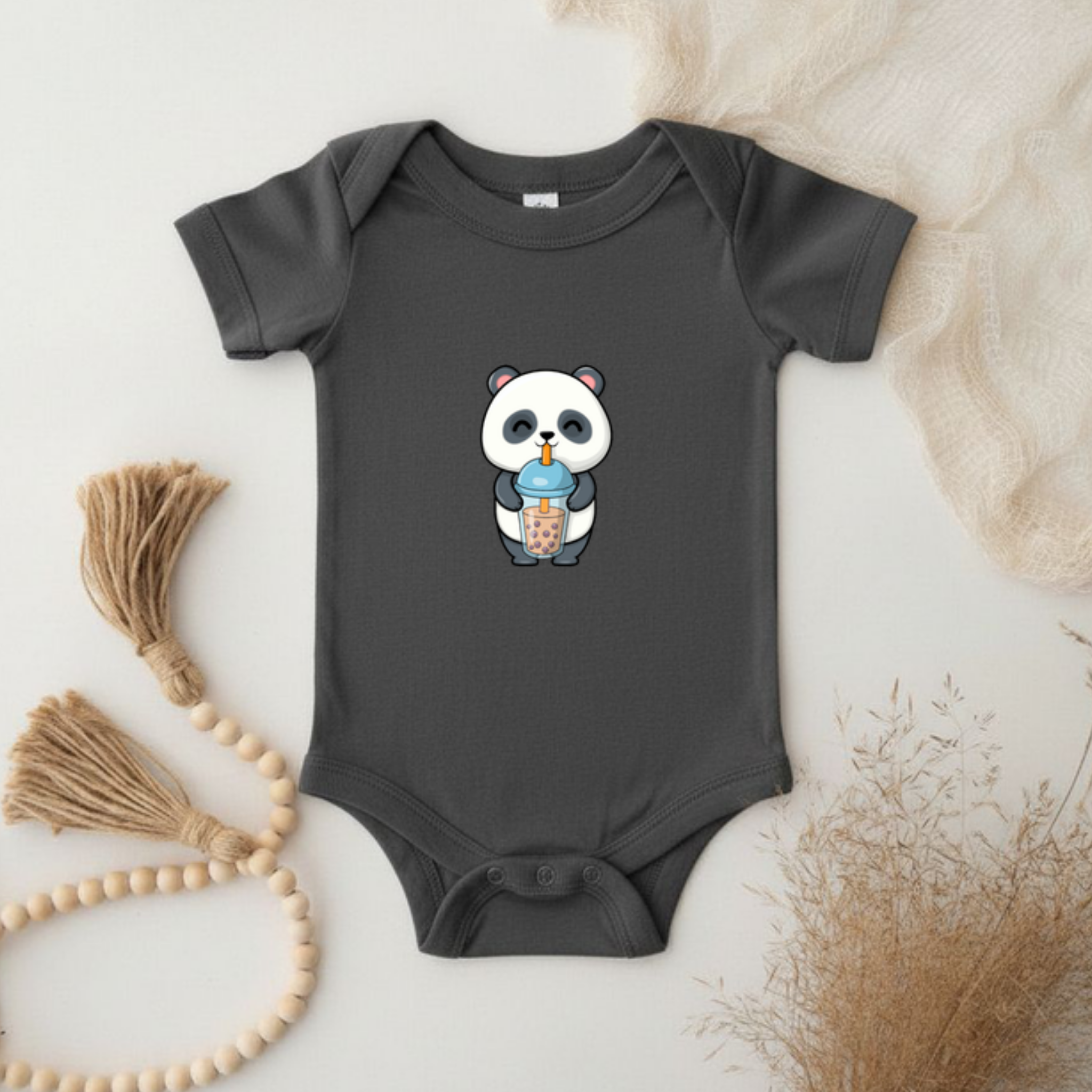 Panda Drinking Boba Onesie