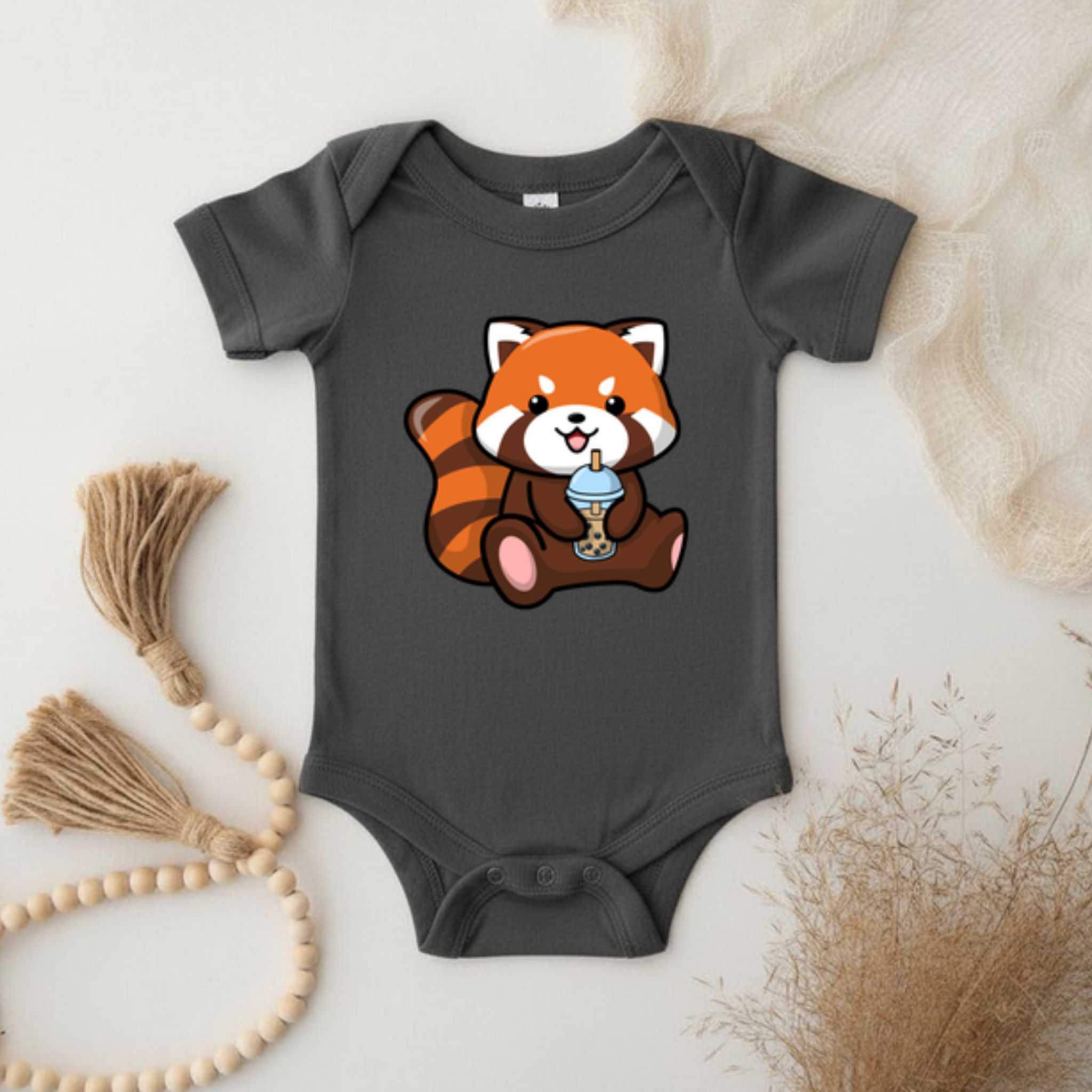 Red Panda Drinking Boba Tea Onesie