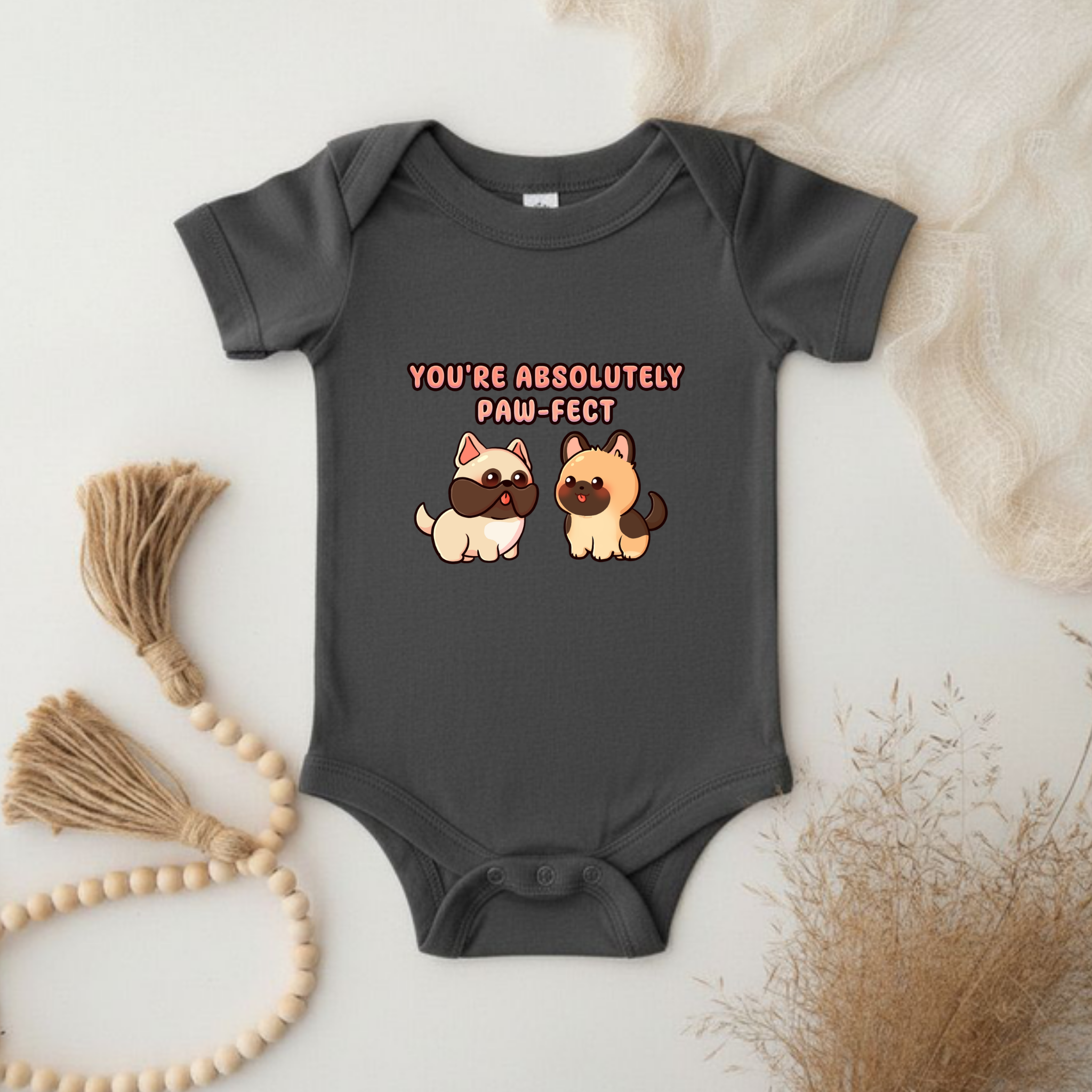 You're Absolutely Paw-fect Dog Couple - French Bulldog & German Shephard Onesie