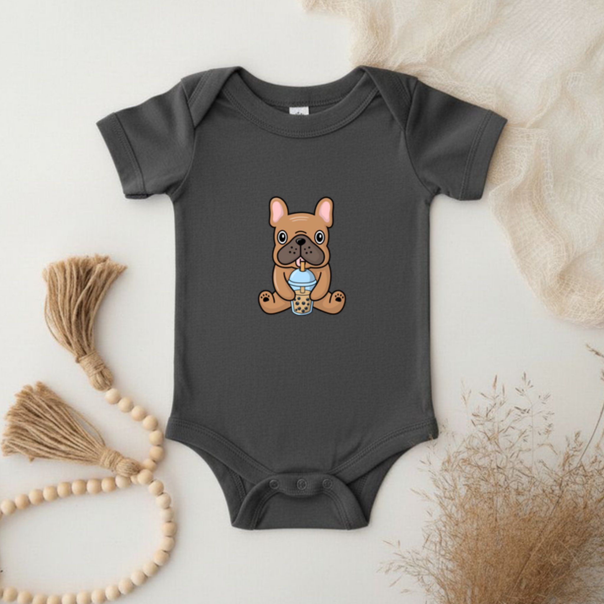 French Bulldog Drinking Boba Onesie