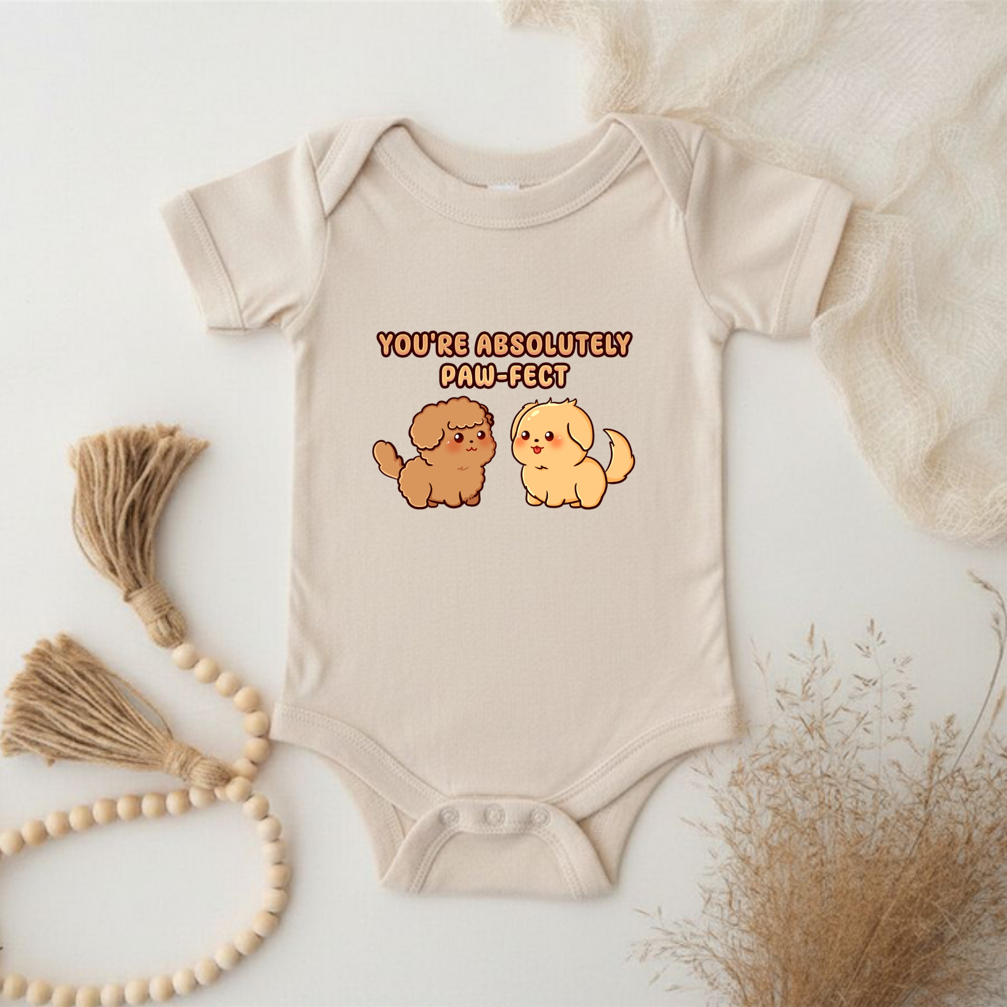 You're Absolutely Paw-Fect Dog Couple - Poodle & Golden Retriever Onesie
