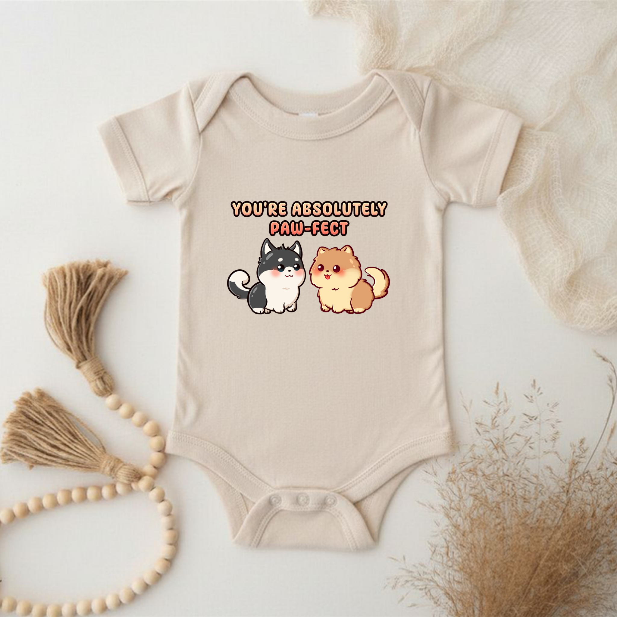 You're Absolutely Paw-fect Dog Couple - Husky & Pomeranian Onesie