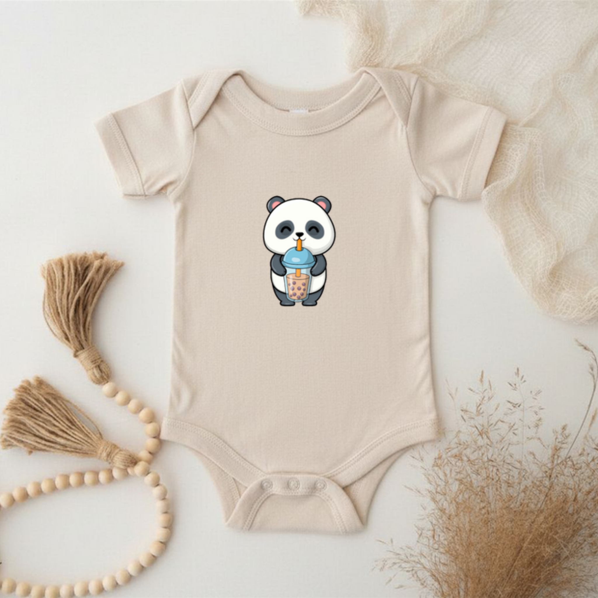 Panda Drinking Boba Onesie