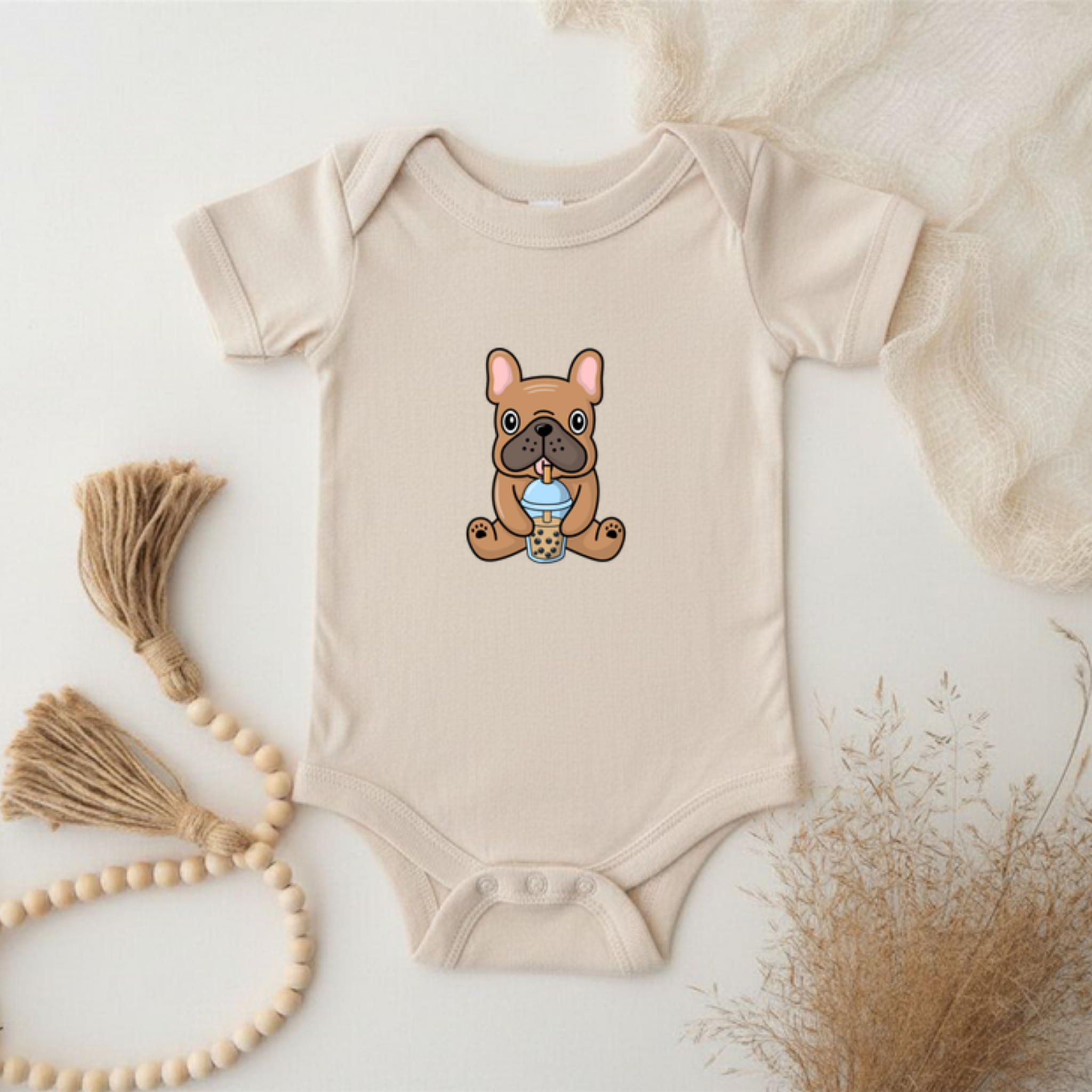 French Bulldog Drinking Boba Onesie