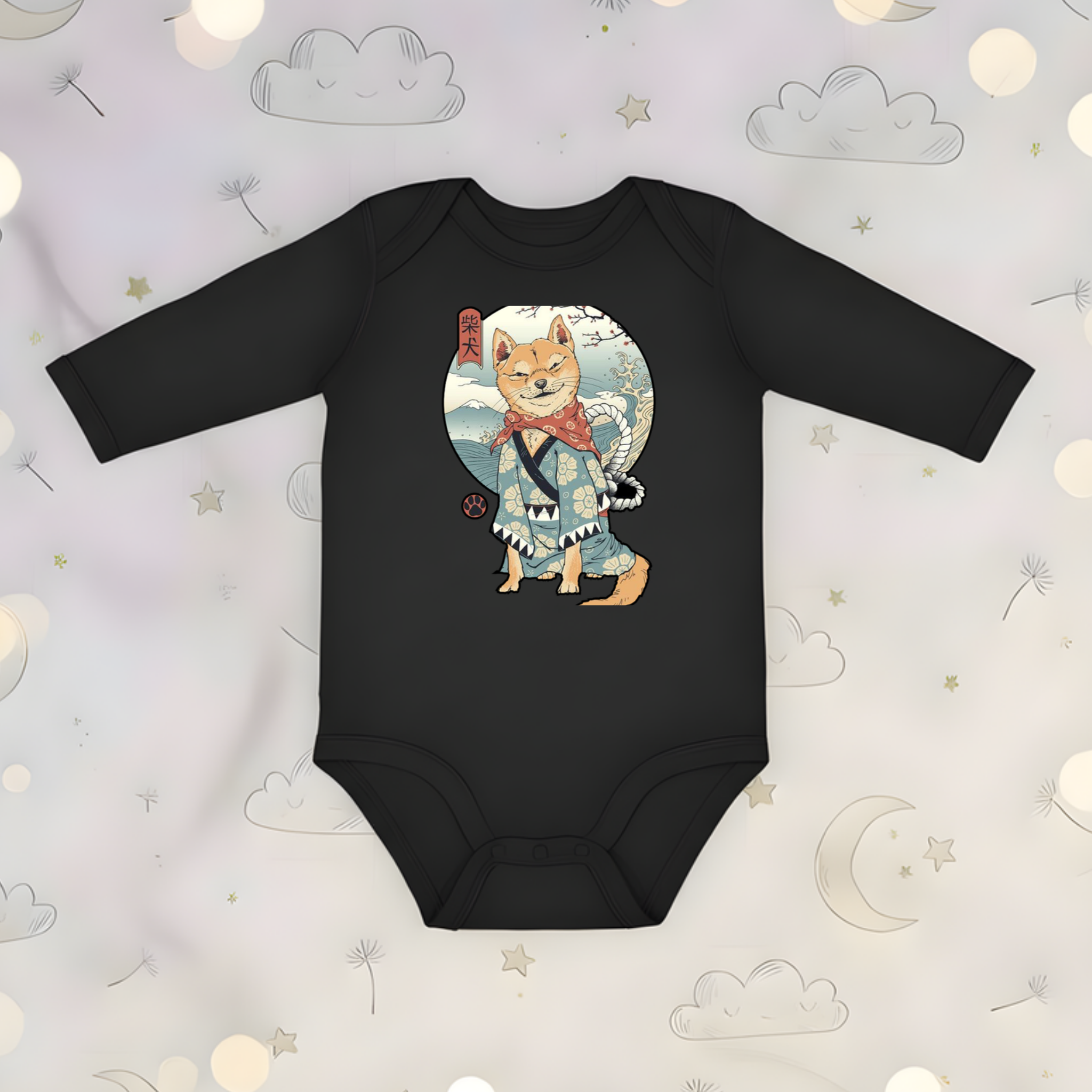 Japanese Samurai Shiba Inu Long Sleeve Onesie