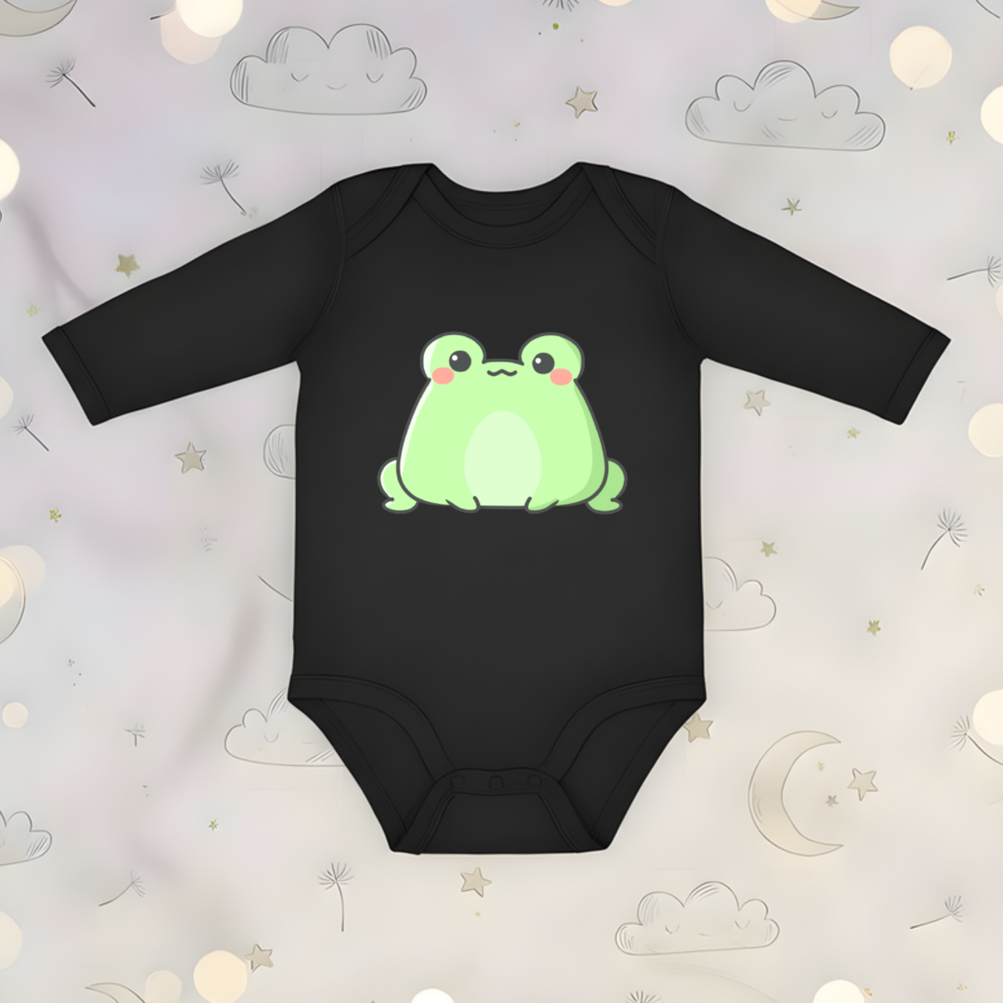 Sitting Frog Long Sleeve Onesie