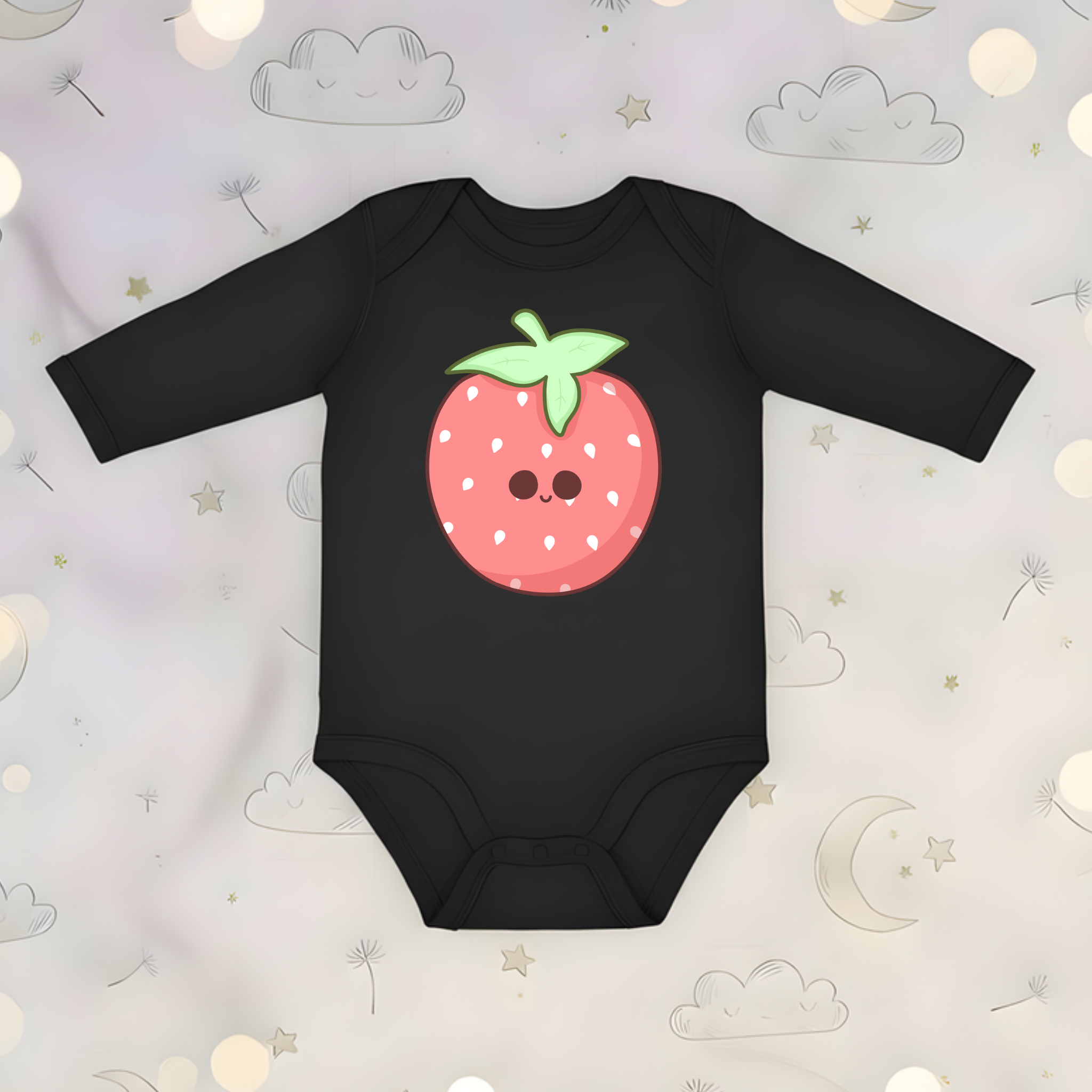 Baby Strawberry Long Sleeve Onesie