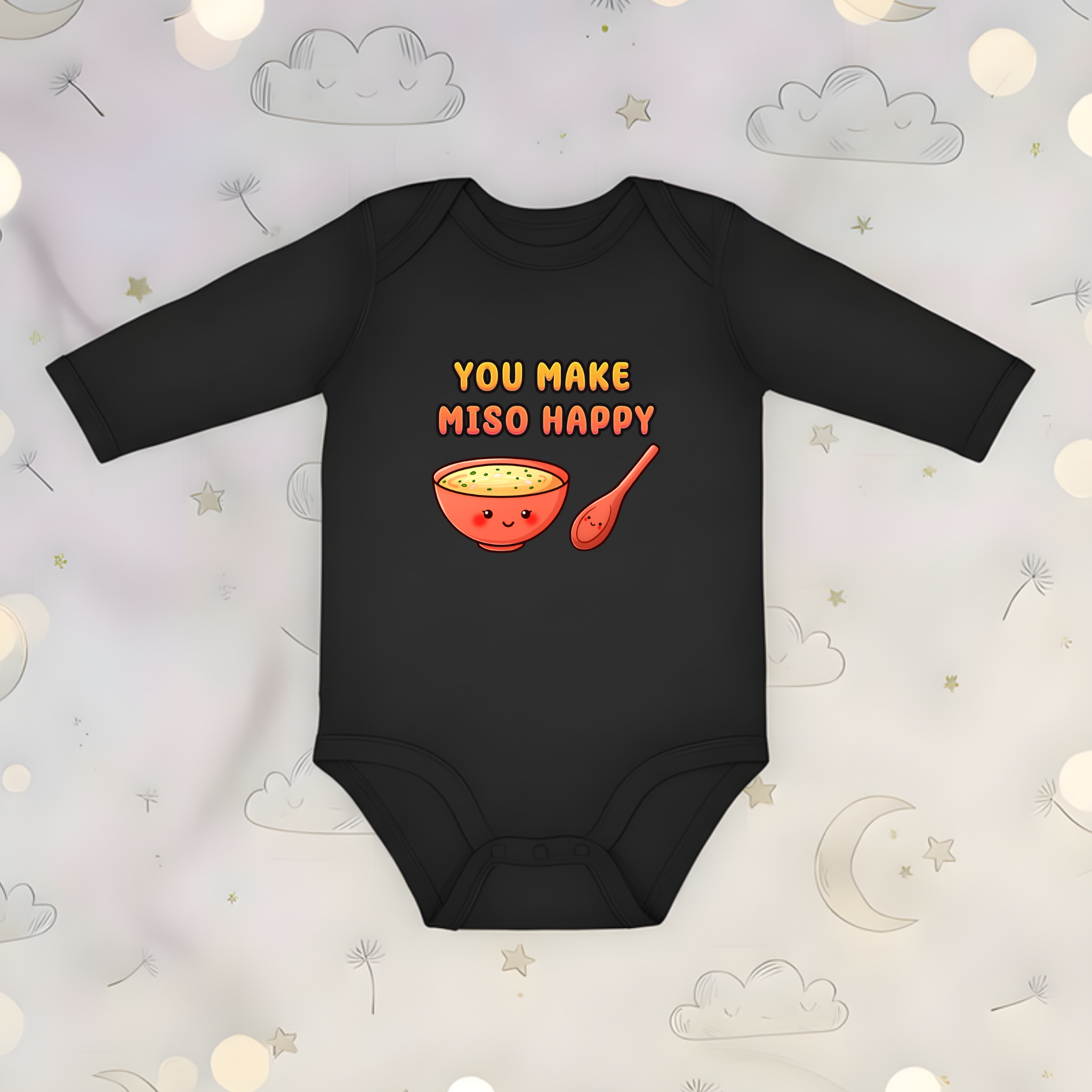You Make Miso Happy Miso Soup and Spoon Couple Long Sleeve Onesie