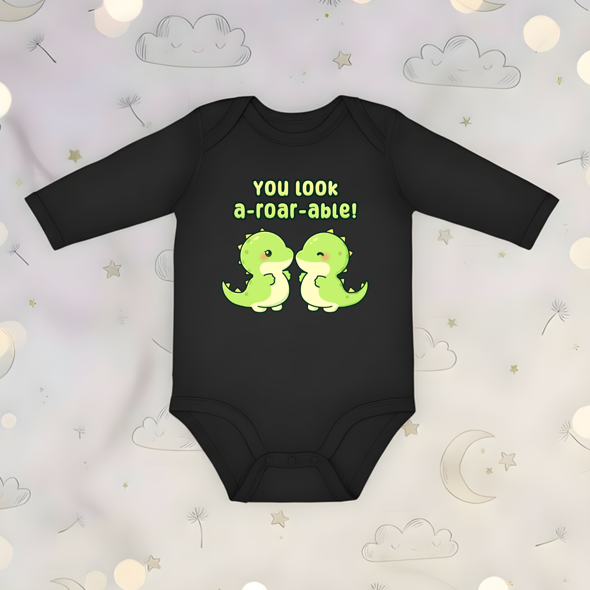 You Look A-Roar-Able! Dinosaur Couple Long Sleeve Onesie