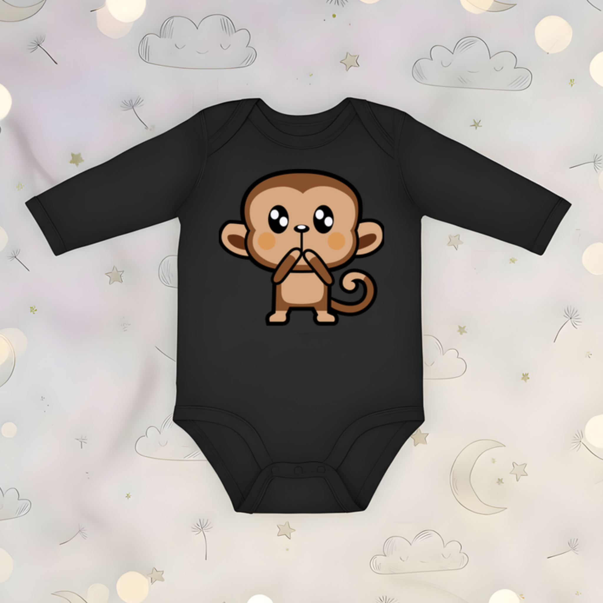 Shocked Monkey Long Sleeve Onesie