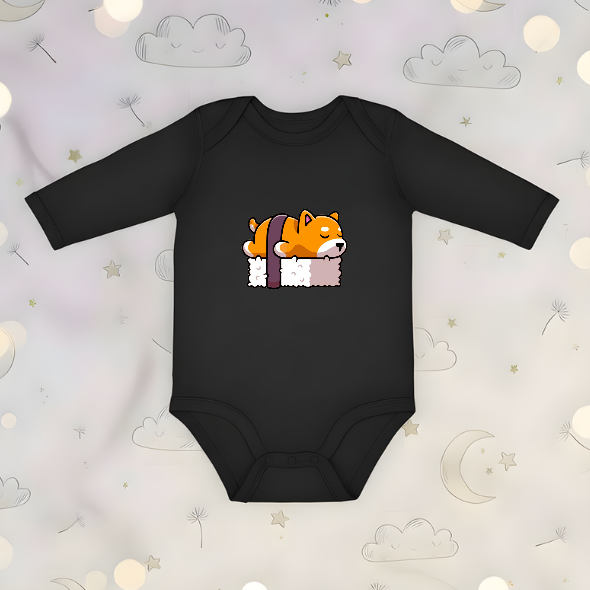 Dog Sleeping on Sushi Long Sleeve Onesie