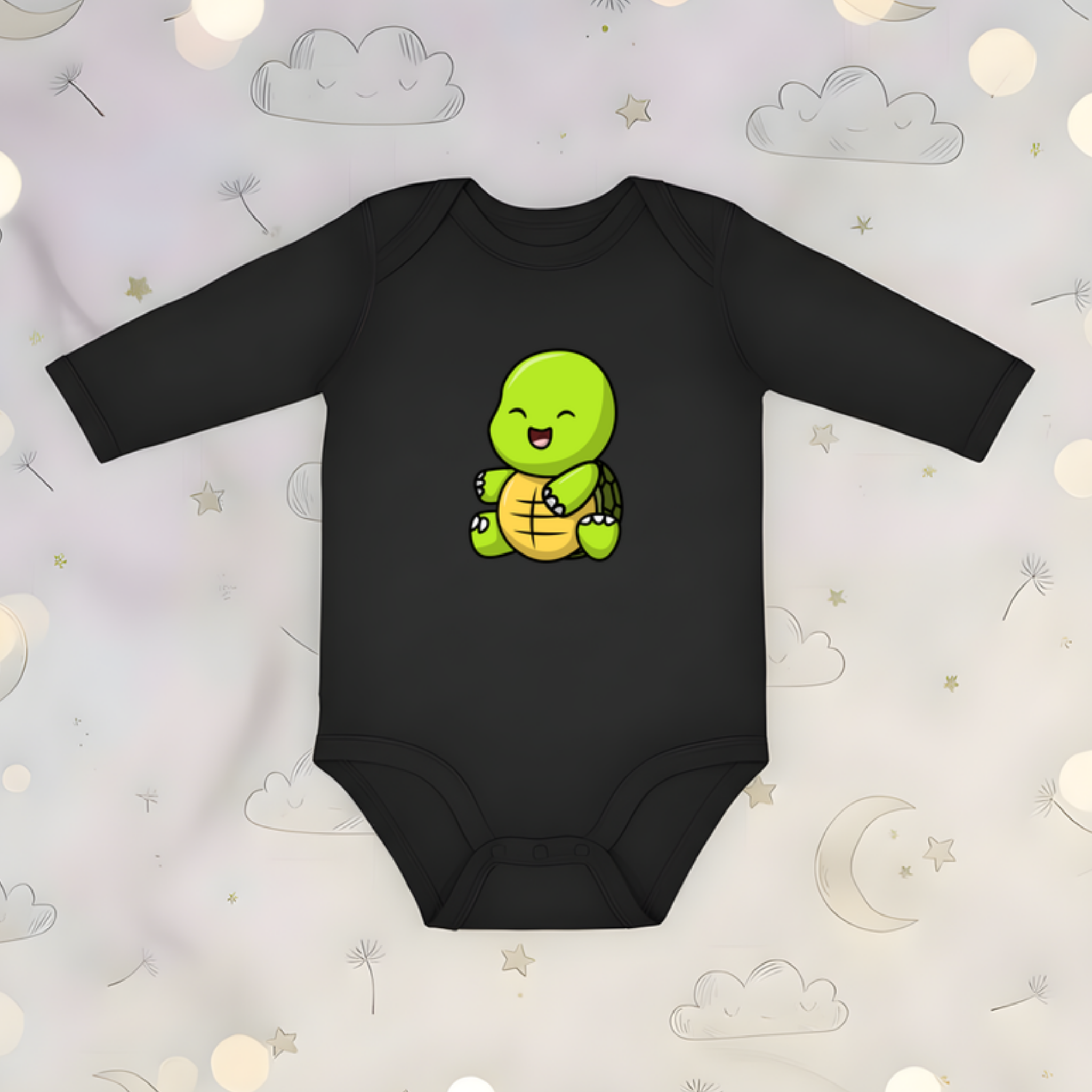 Sitting Baby Turtle Long Sleeve Onesie