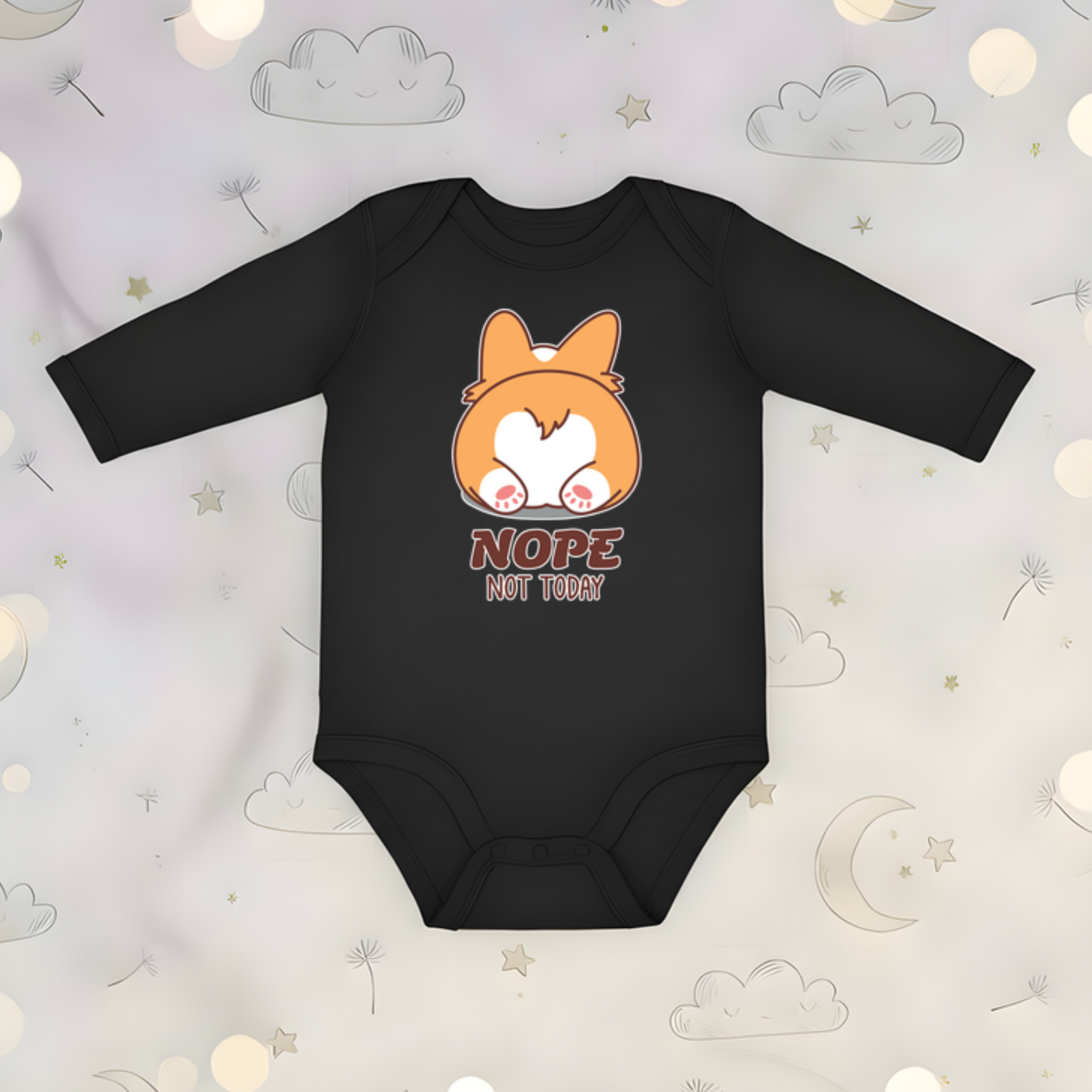 Nope Not Today Dog Butt Long Sleeve Onesie