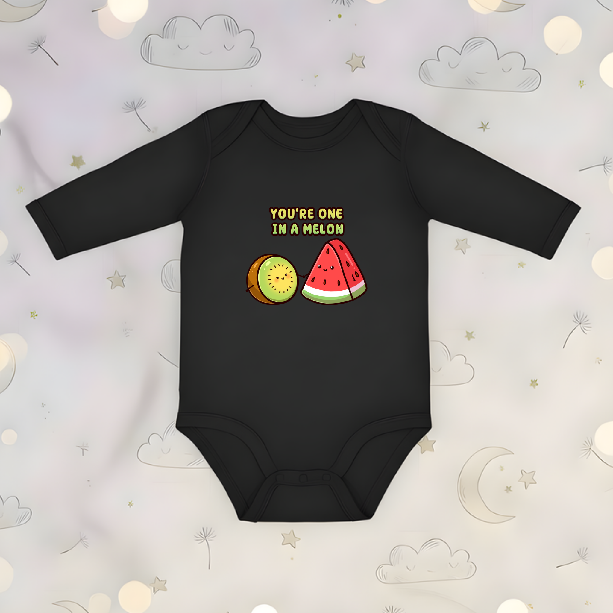 You're One in a Melon Kiwi and Watermelon Couple Long Sleeve Onesie