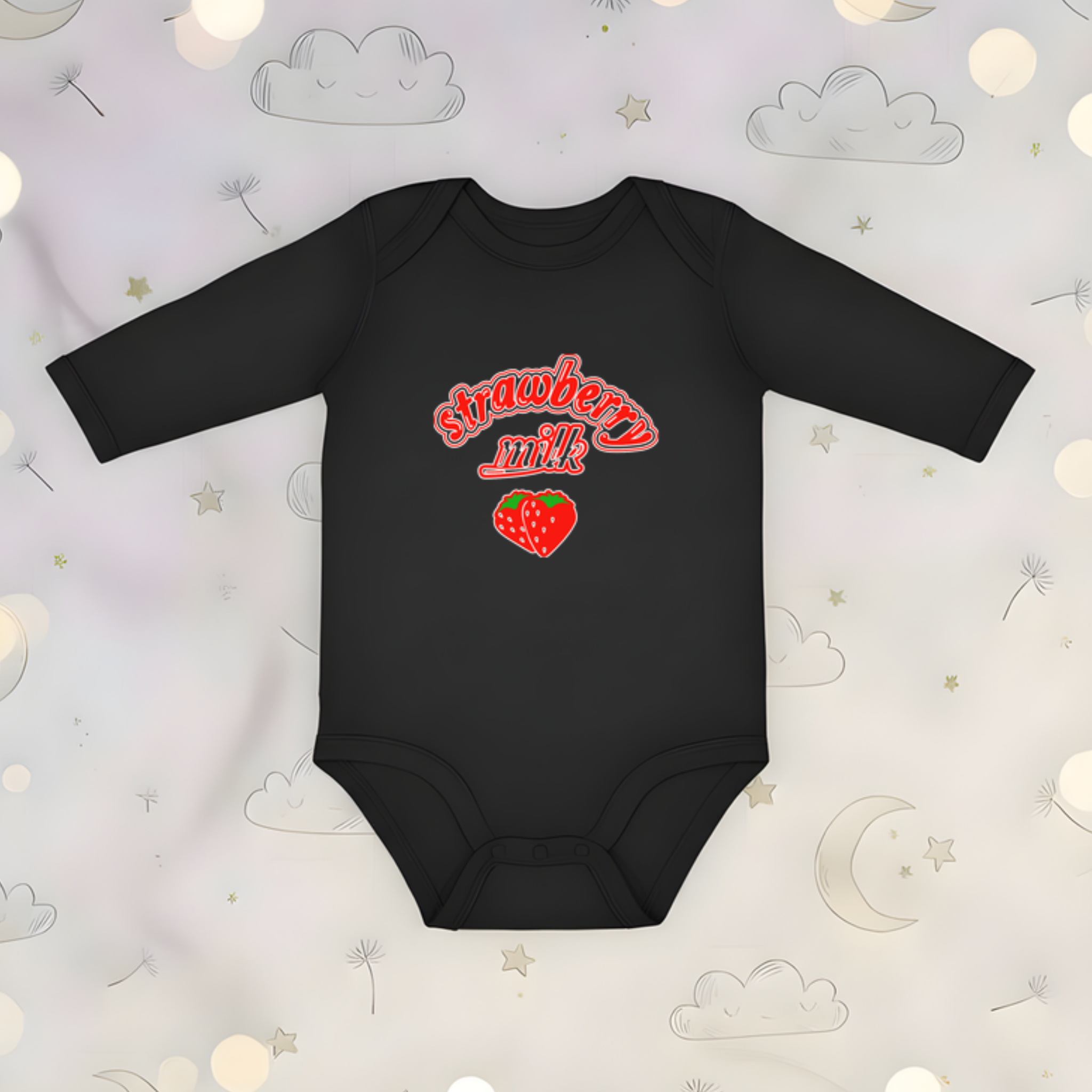 Strawberry Milk Long Sleeve Onesie