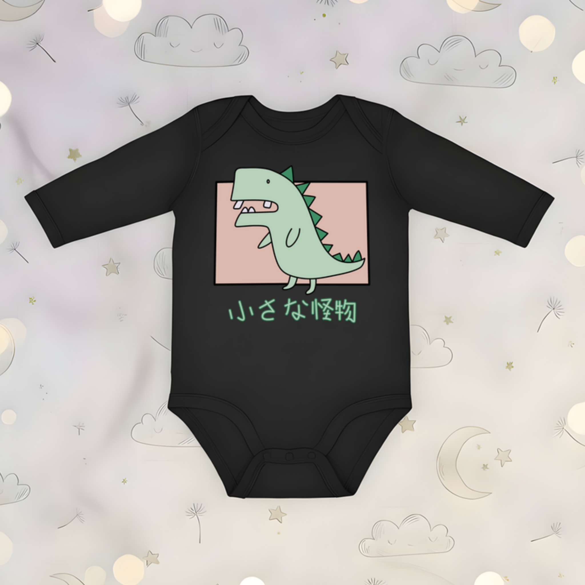 Crooked Toothed T-Rex Long Sleeve Onesie