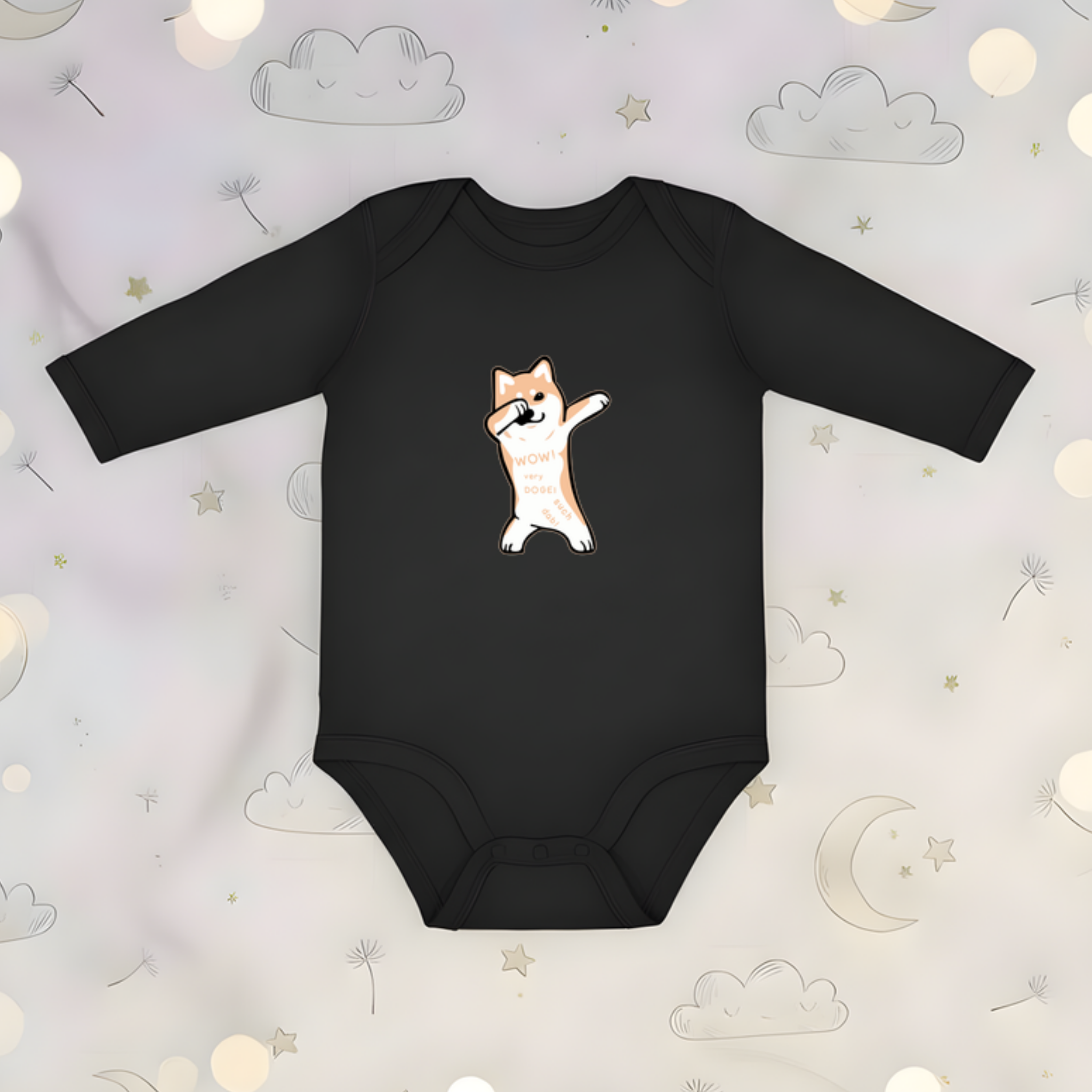 Dabbing Doge Dog Long Sleeve Onesie