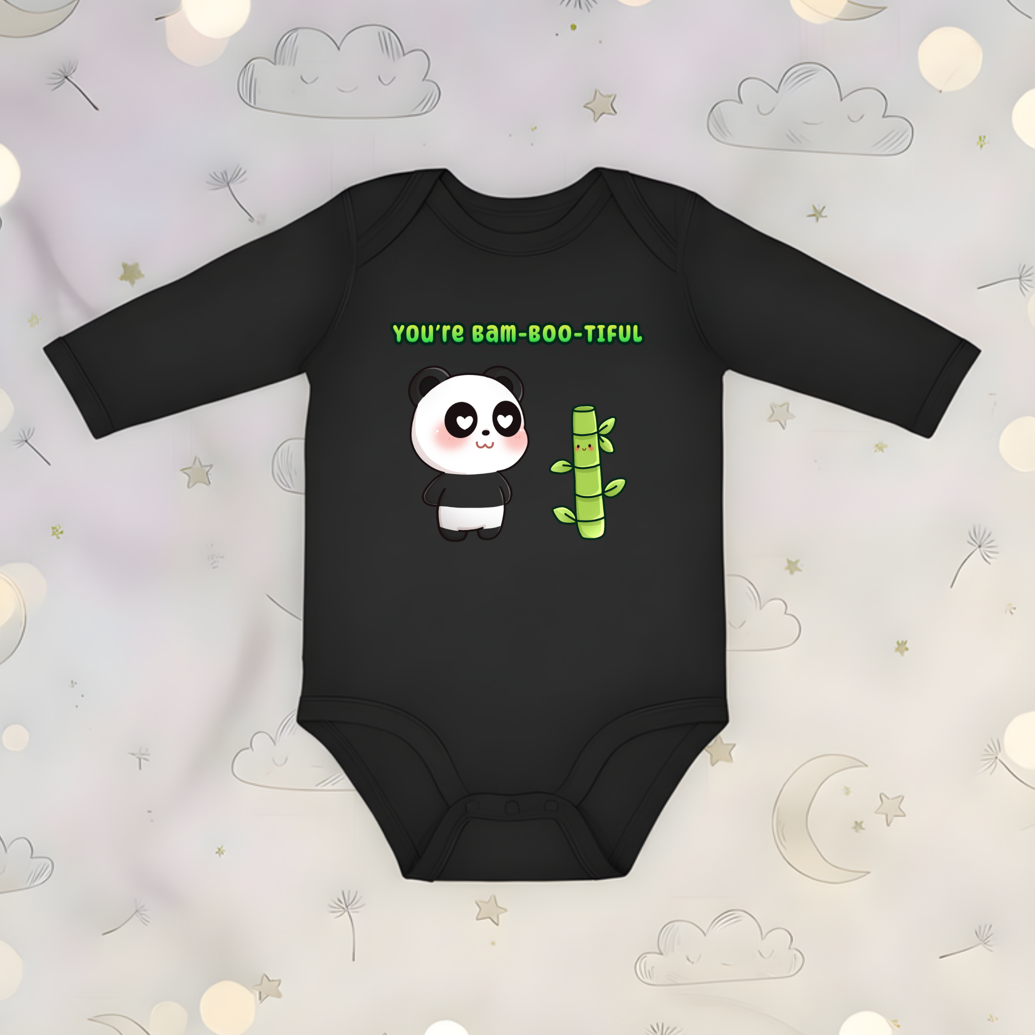 You're Bam-Boo-Tiful Panda and Bamboo Couple Long Sleeve Onesie