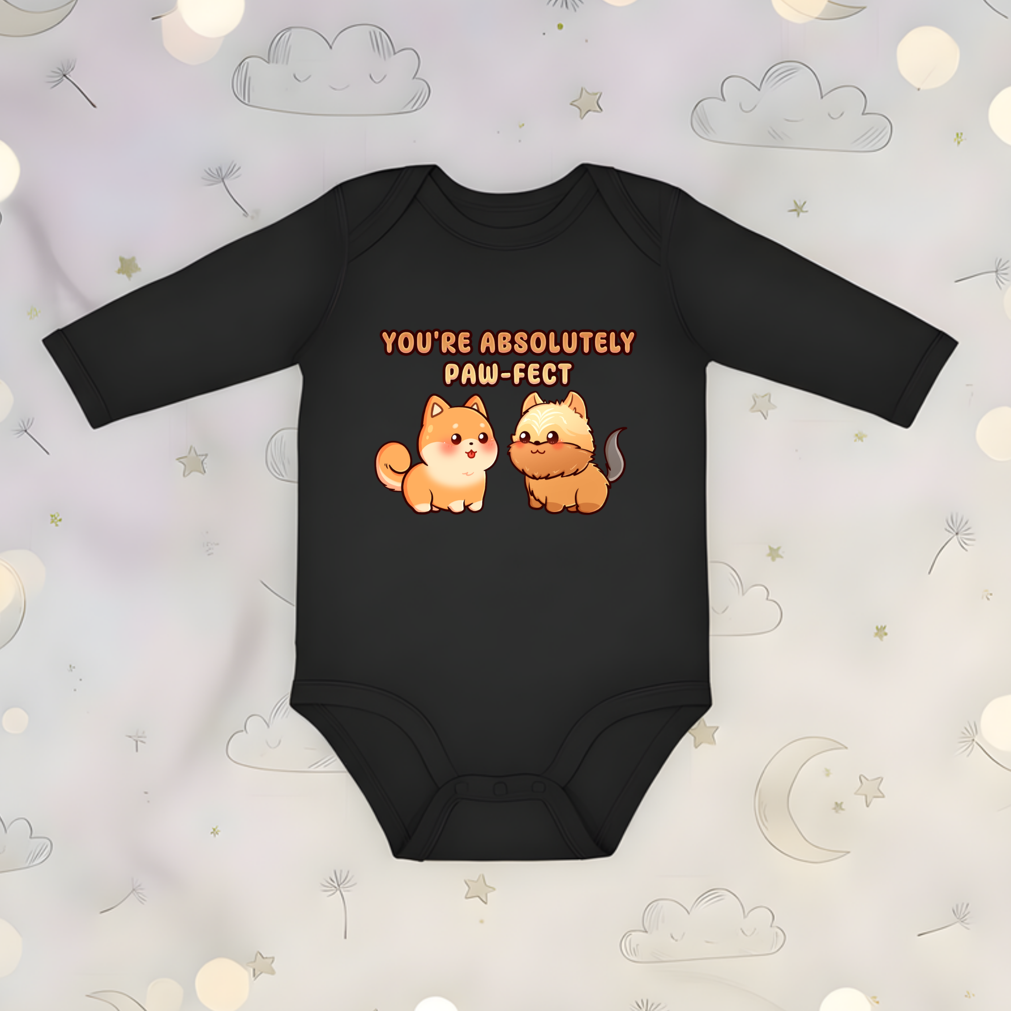 You're Absolutely Paw-fect Dog Couple - Shiba Inu & Yorkshire Terrier Long Sleeve Onesie